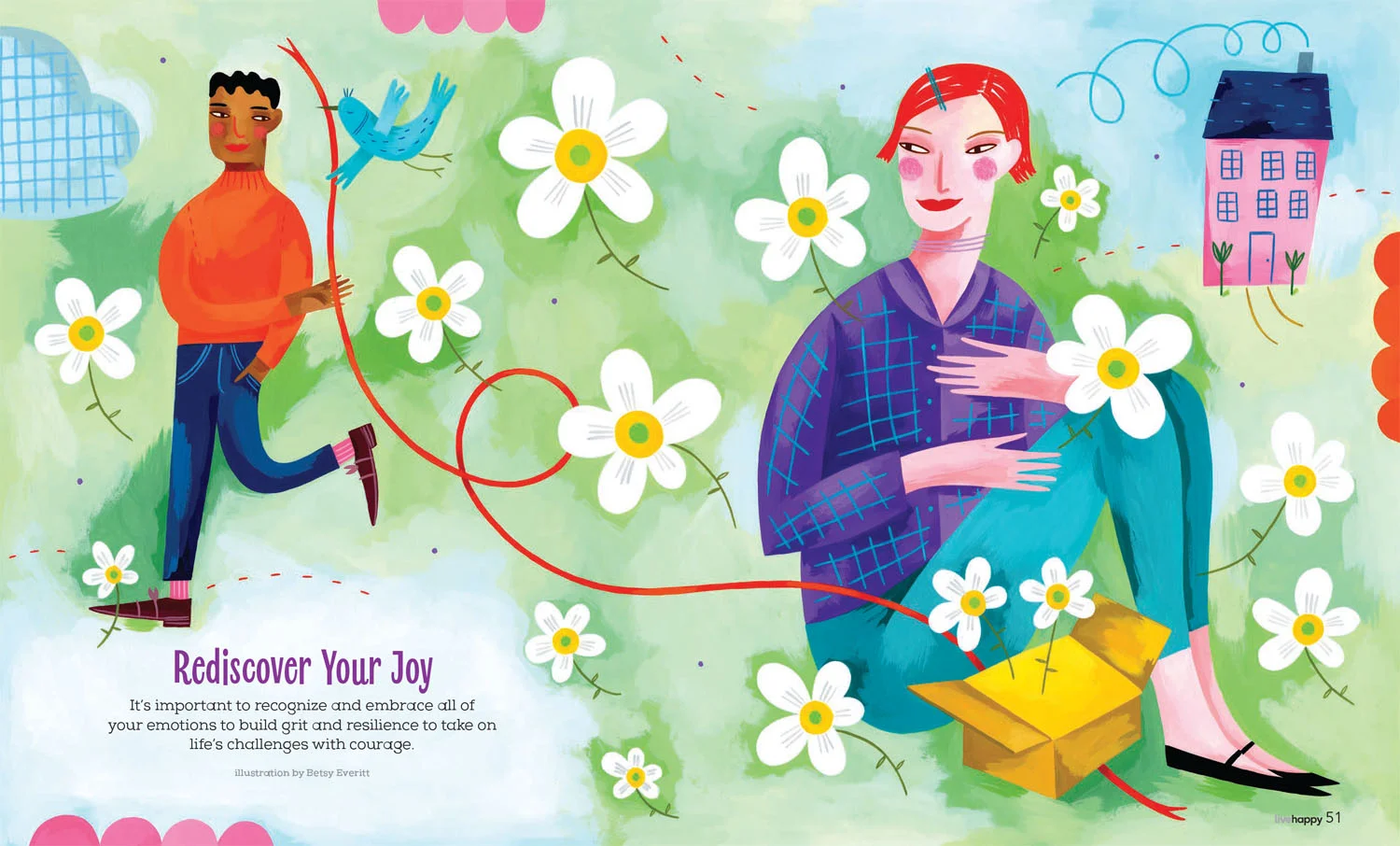 Betsy Everitt illustrates for Live Happy 