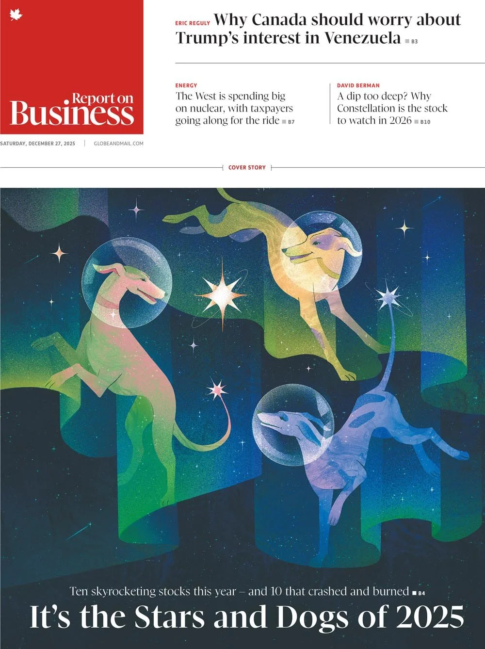 Globe & Mail Stars and Dogs Editorial illustration