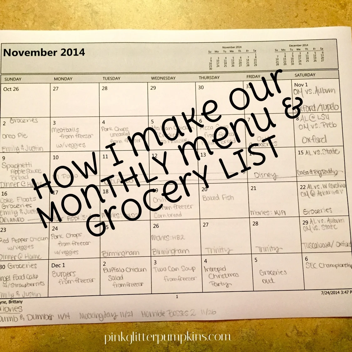 How I Make our Monthly Menu/Grocery Lists