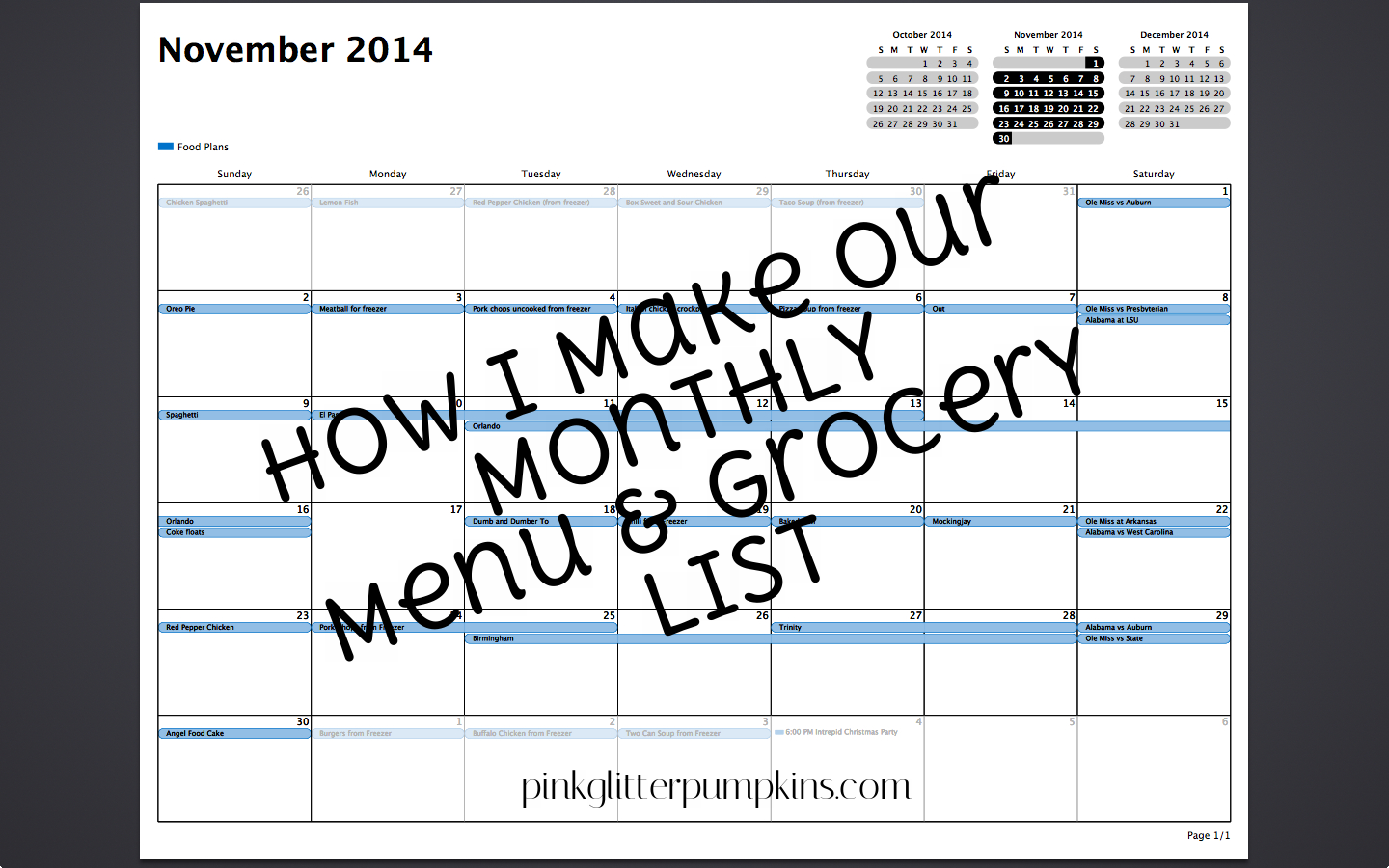 Our November 2014 Monthly Menu in iCloud