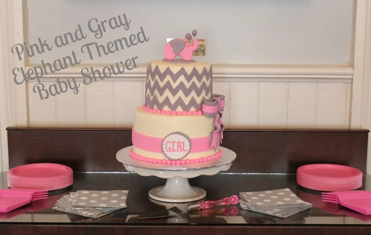Pink and Gray Elephant Themed Baby Shower