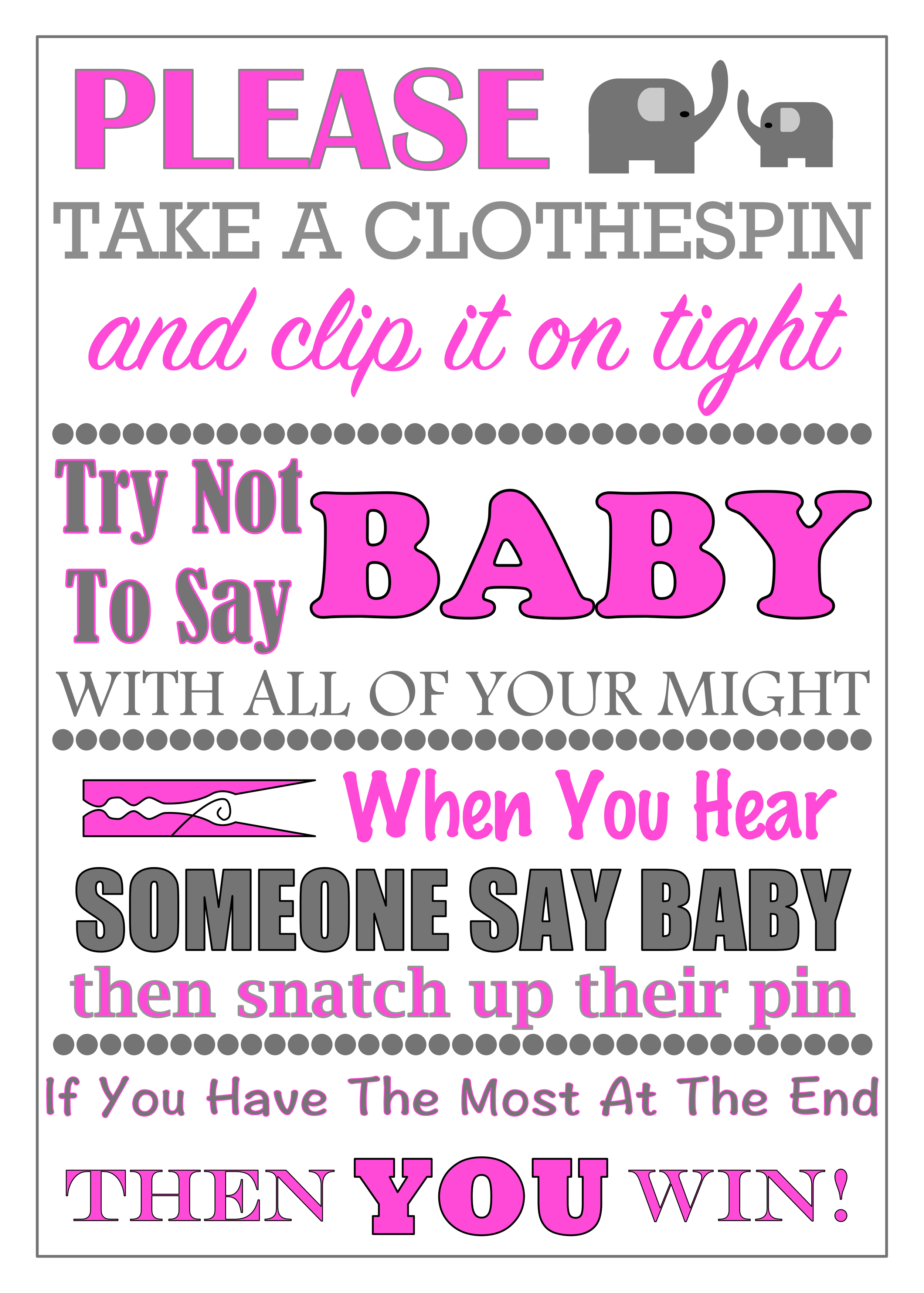 Baby Shower Pin Game — Pink Glitter Pumpkins