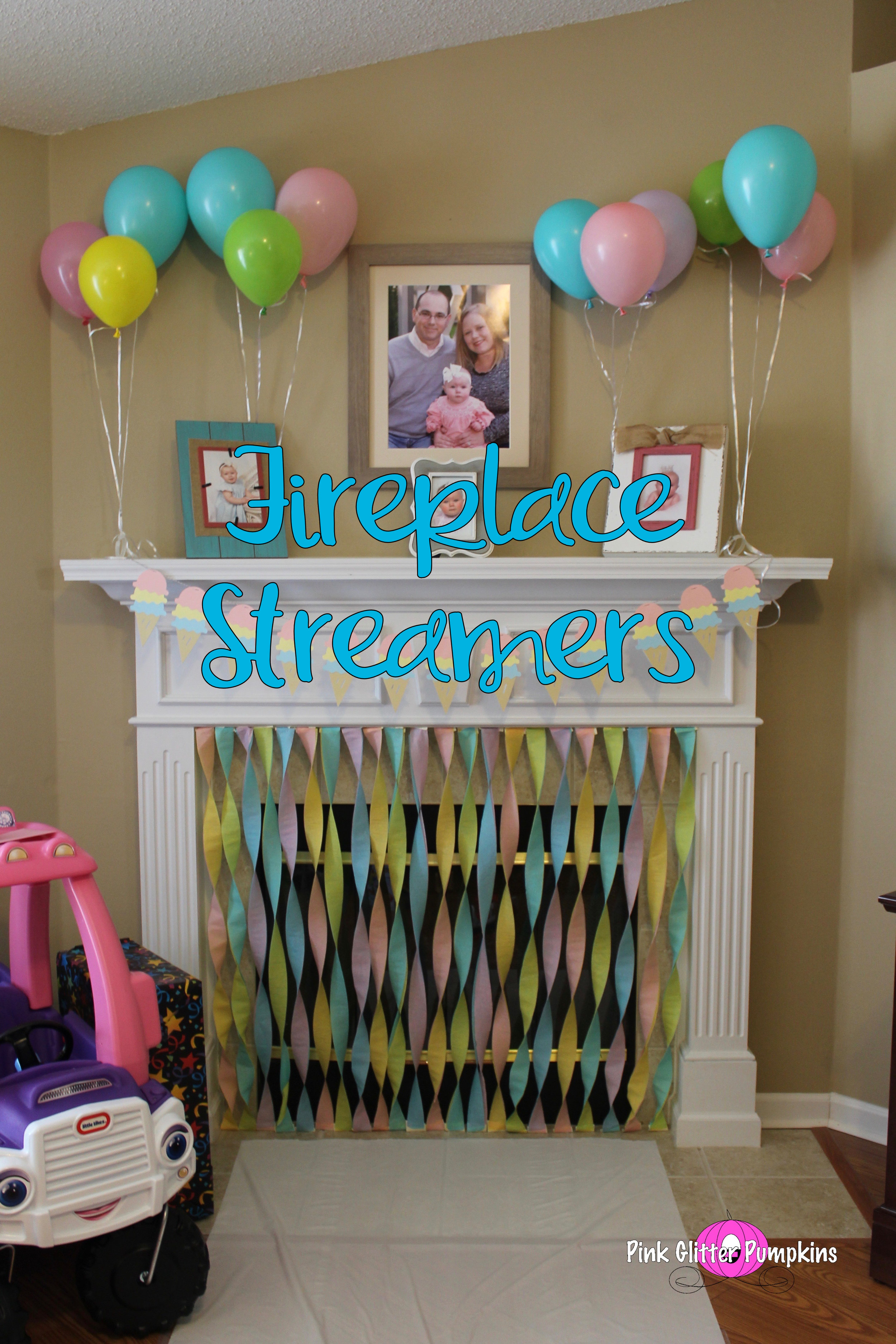 Fireplace Streamers — Pink Glitter Pumpkins