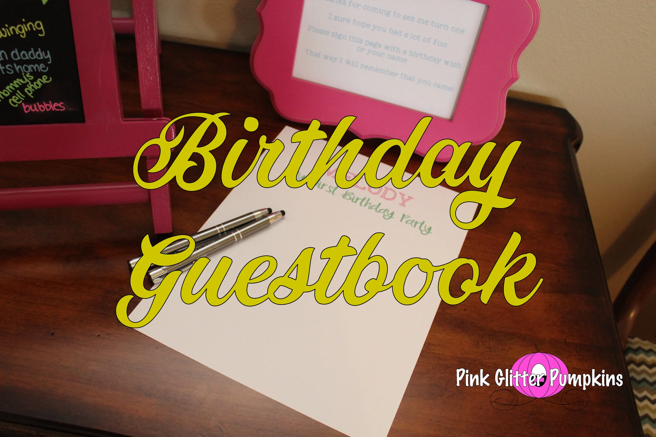 Birthday Guestbook Pink Glitter Pumpkins