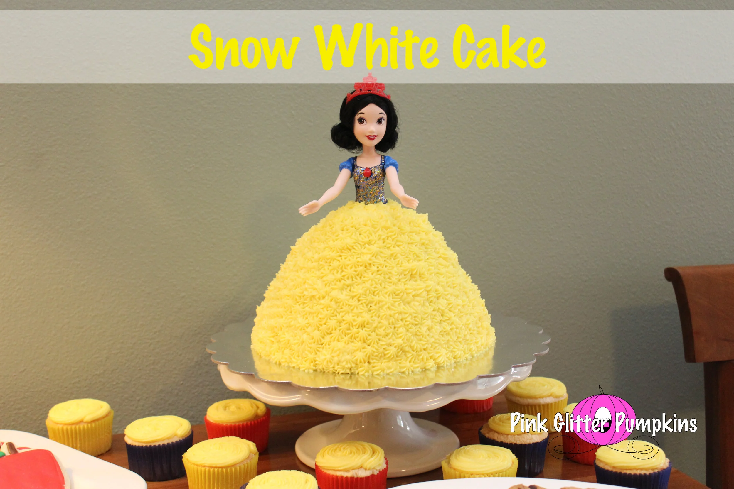 Snow White Cake Pink Glitter Pumpkins