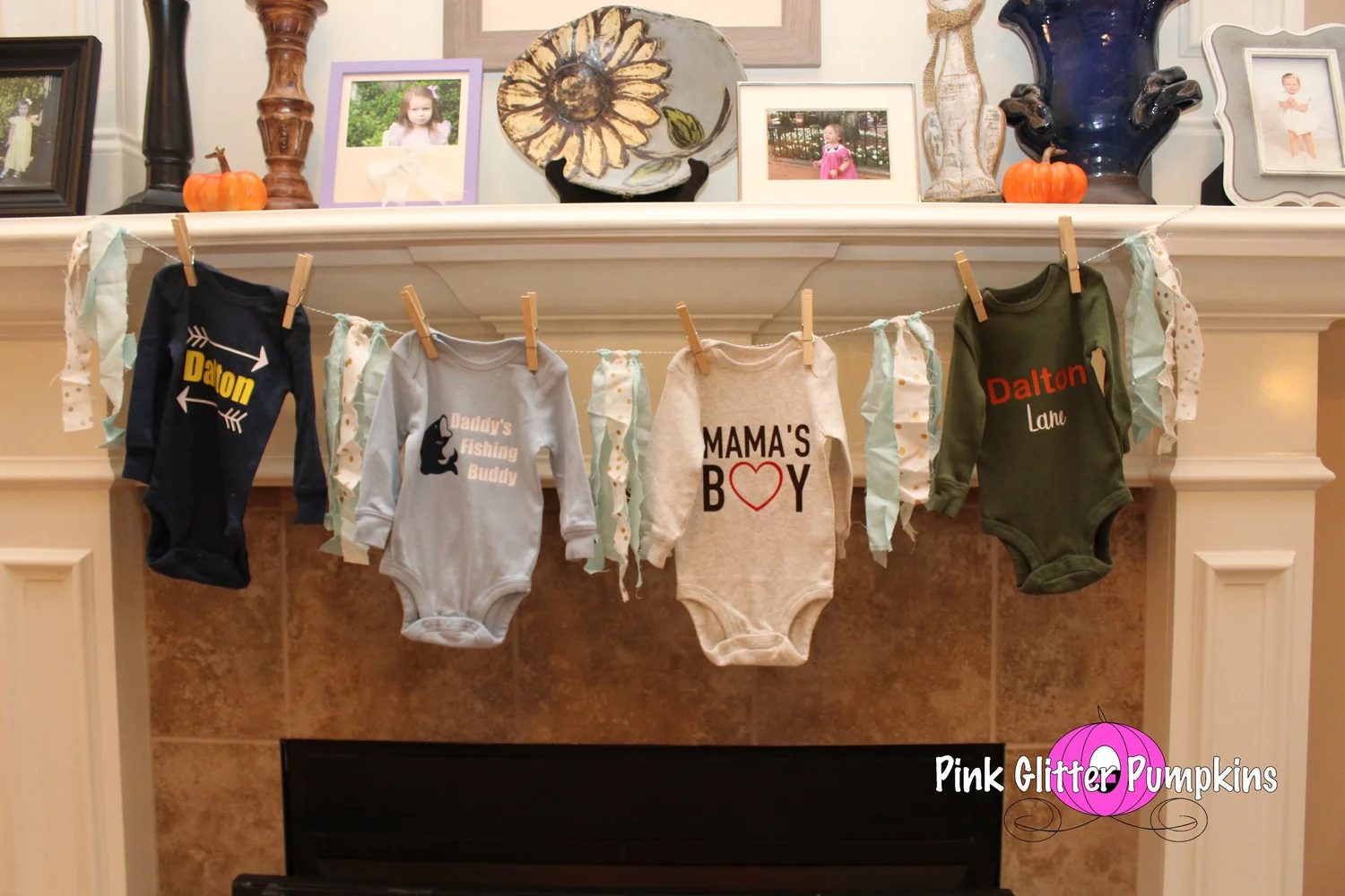 Onesie Banner — Pink Glitter Pumpkins