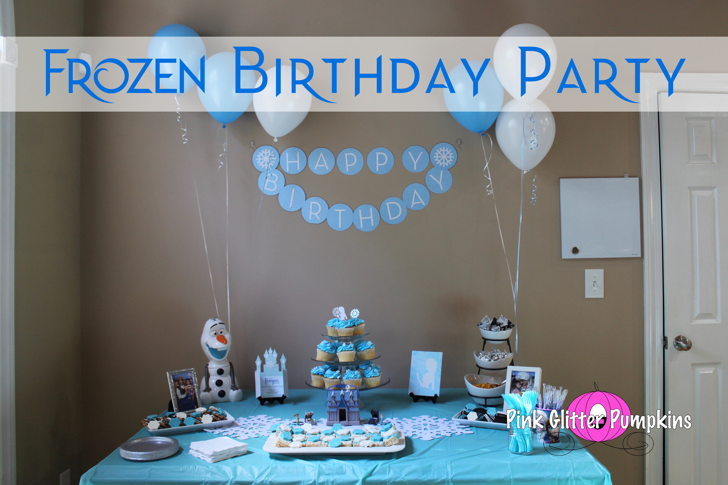 Frozen Birthday Party Pink Glitter Pumpkins