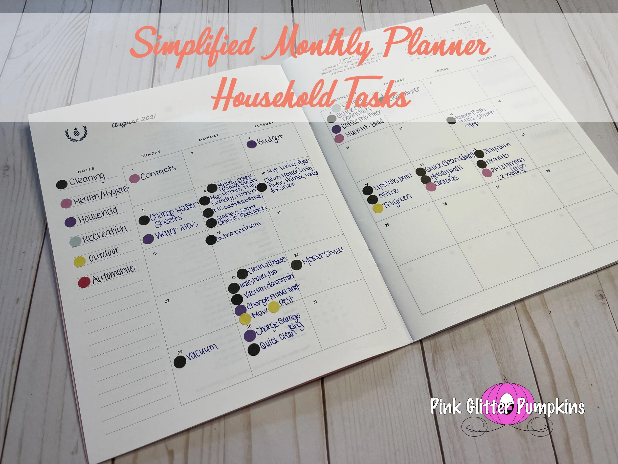 Simplified Monthly Planner - Household Tasks
