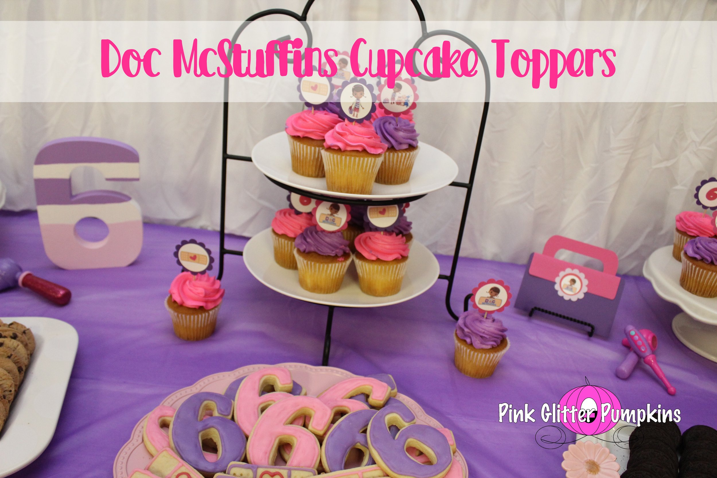 Doc McStuffins Cupcake Toppers Pink Glitter Pumpkins doc-mcstuffins-cupcake-toppers-pink-glitter-pumpkins