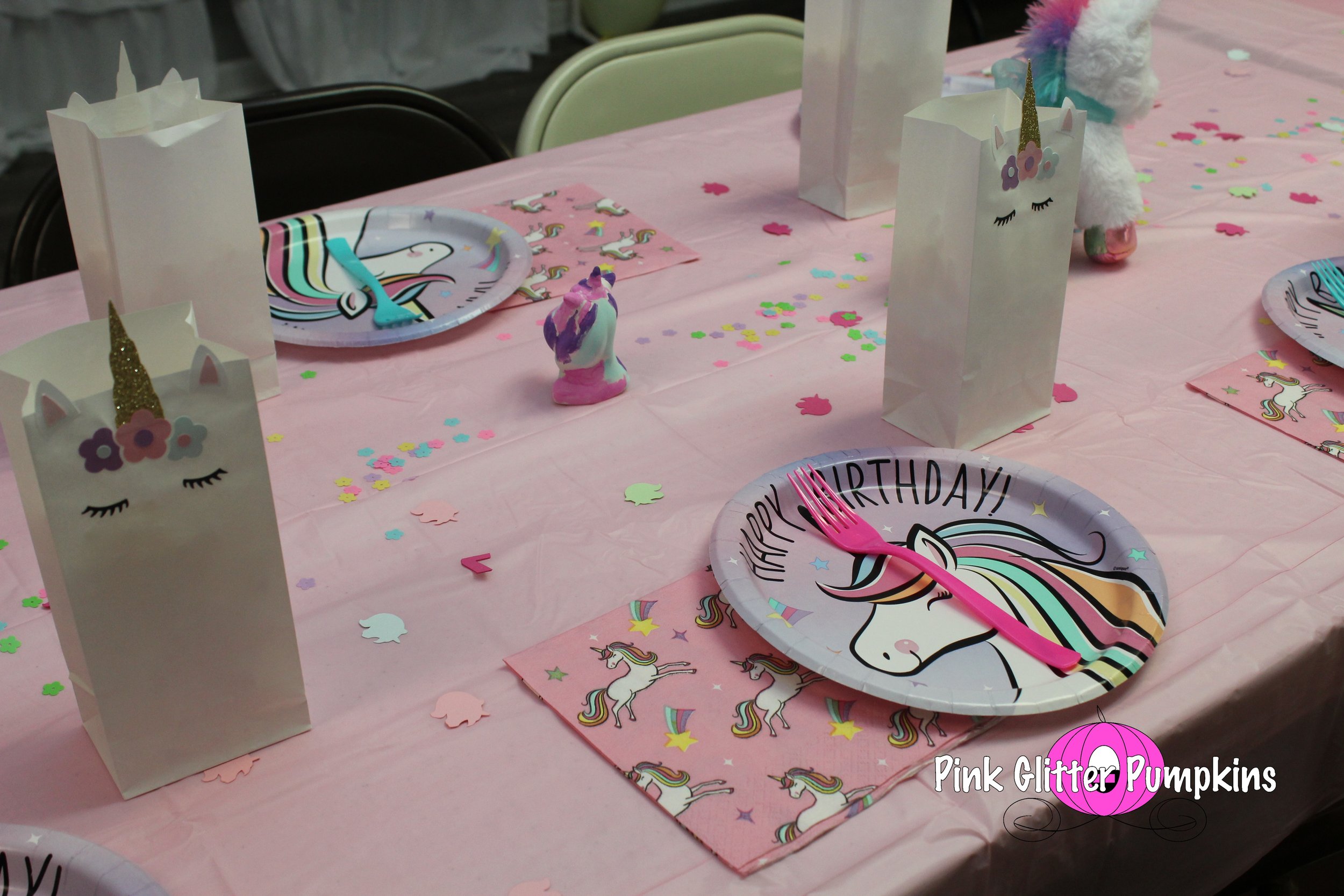 Unicorn Party Table Settings in 2023  Rainbow unicorn birthday party,  Unicorn birthday party decorations, Unicorn themed birthday party