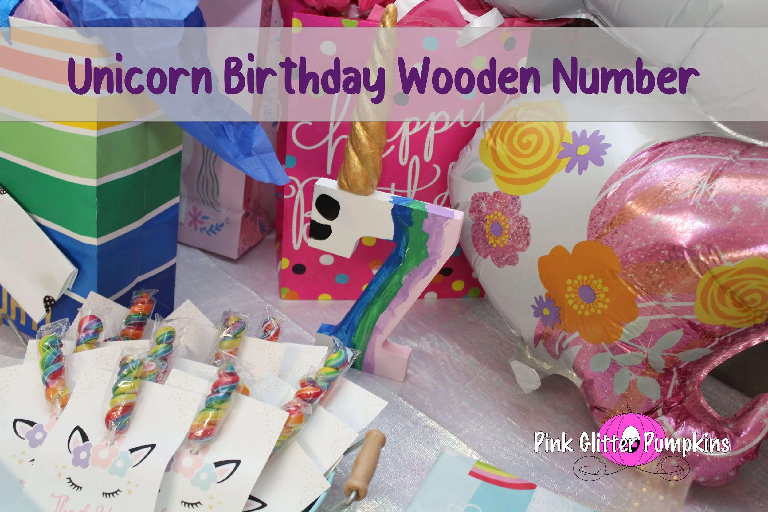 Unicorn Birthday Wooden Number