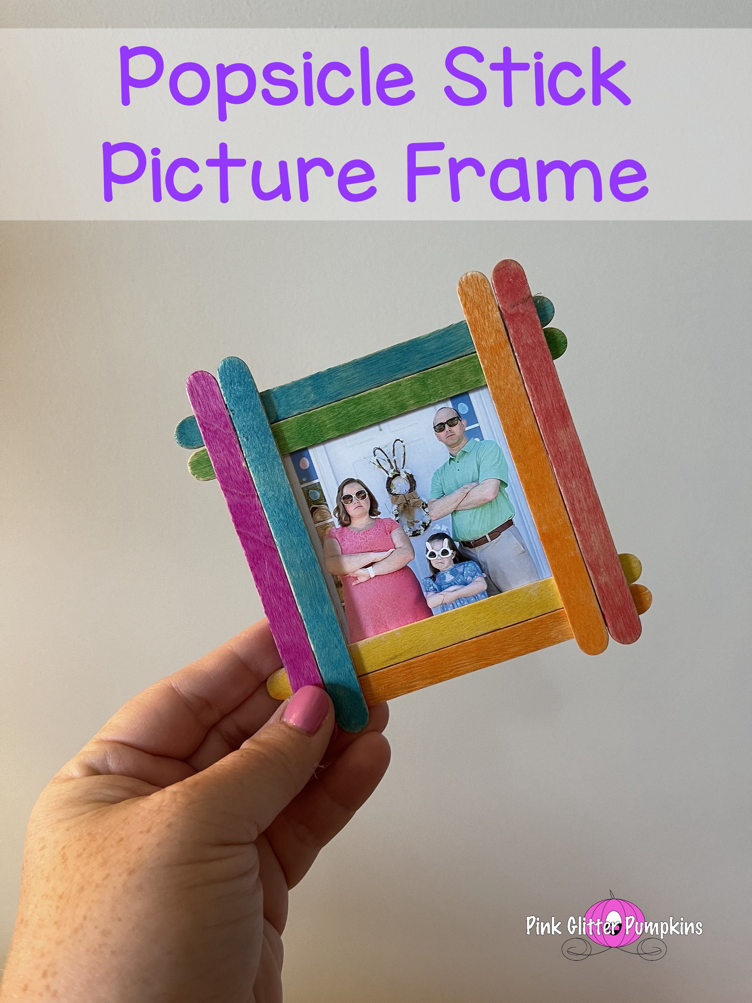 Popsicle Stick Picture Frame — Pink Glitter Pumpkins