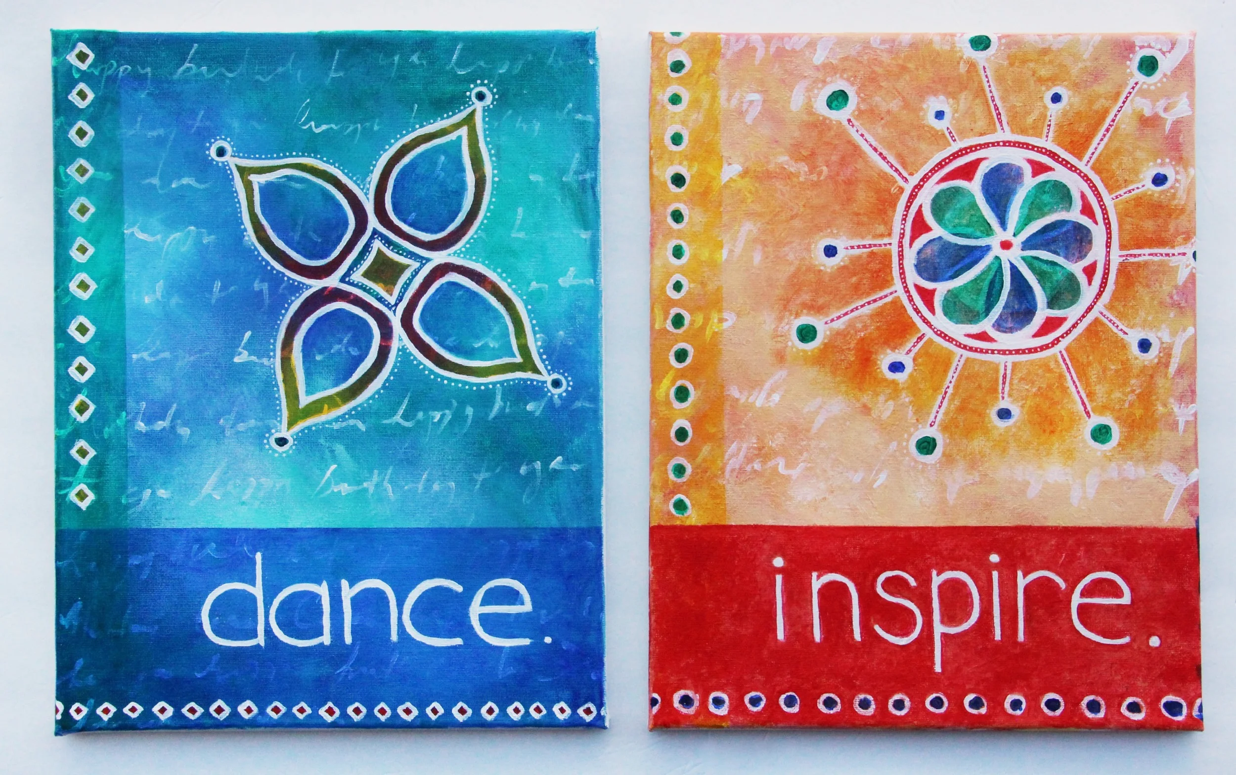 Examples of paintings you can create at a private painting party, taught by me in Bloomington, Indiana Click to learn more: http://www.BeingBreath.com/classes