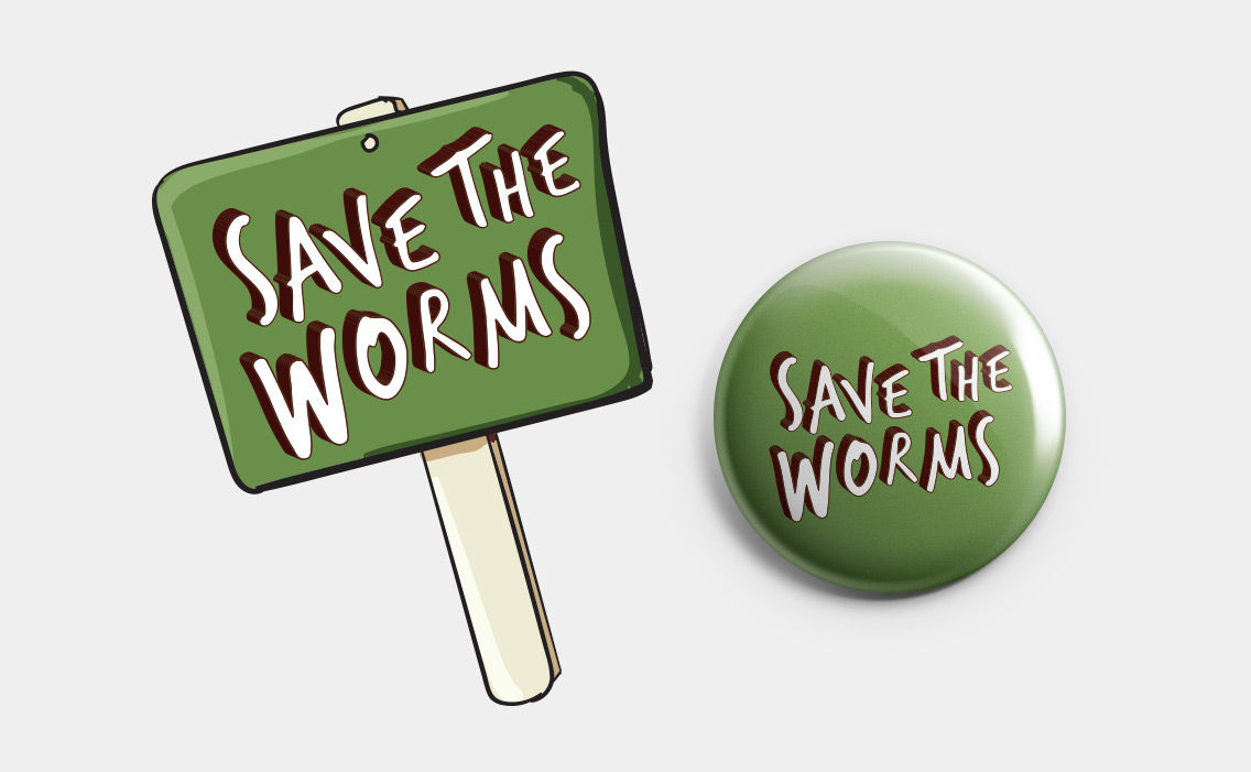 picket sign, rally button