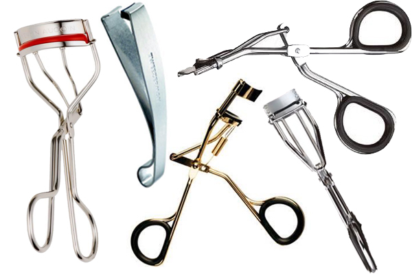 Слева направо: The Eyelash Curler от Kevyn Aucoin, Tweezerman Corner Lash Curler, Revlon Eyelash Curler, Japonesque Detail Eyelash Curler