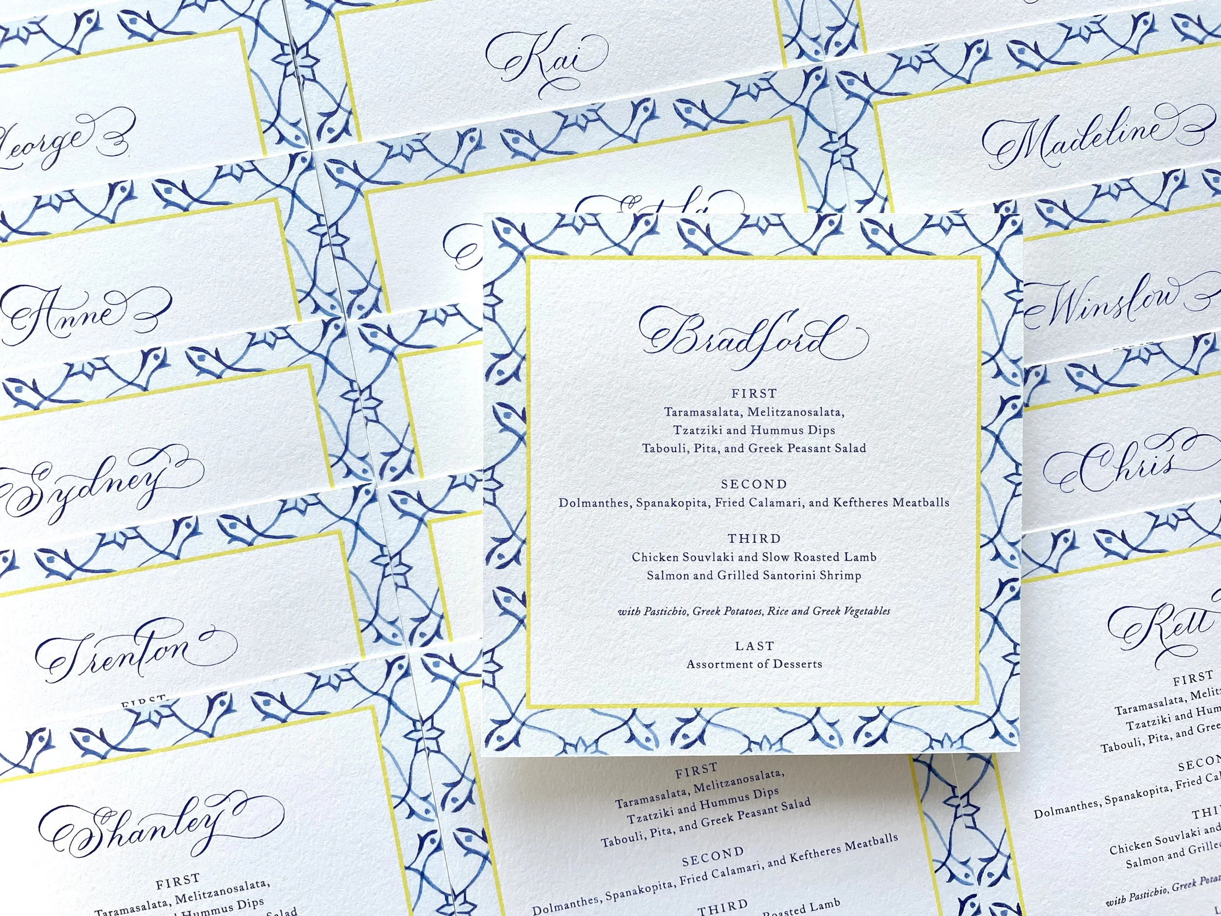 Los Angeles hand written calligraphy place cards