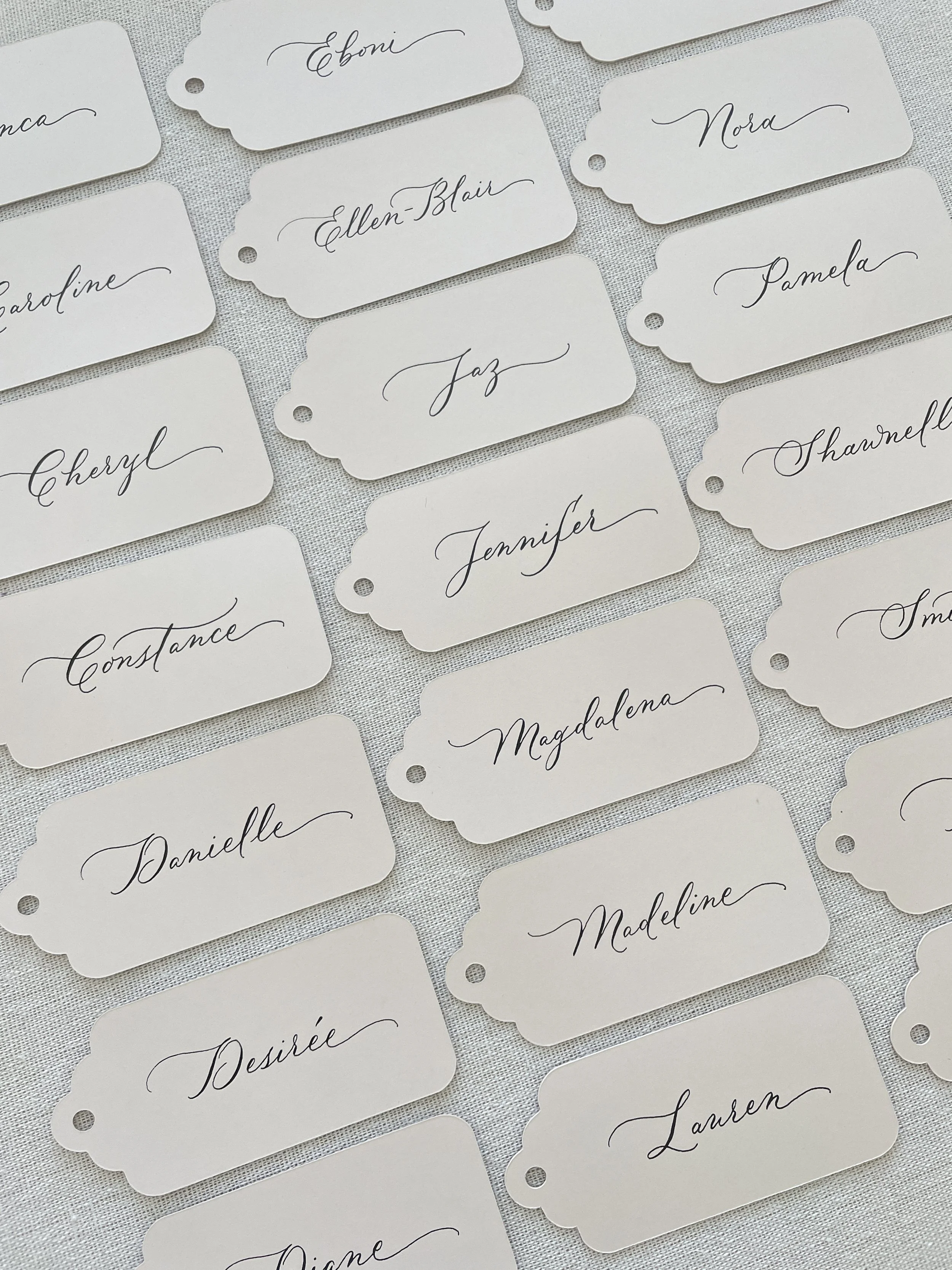 Los Angeles hand written calligraphy place cards