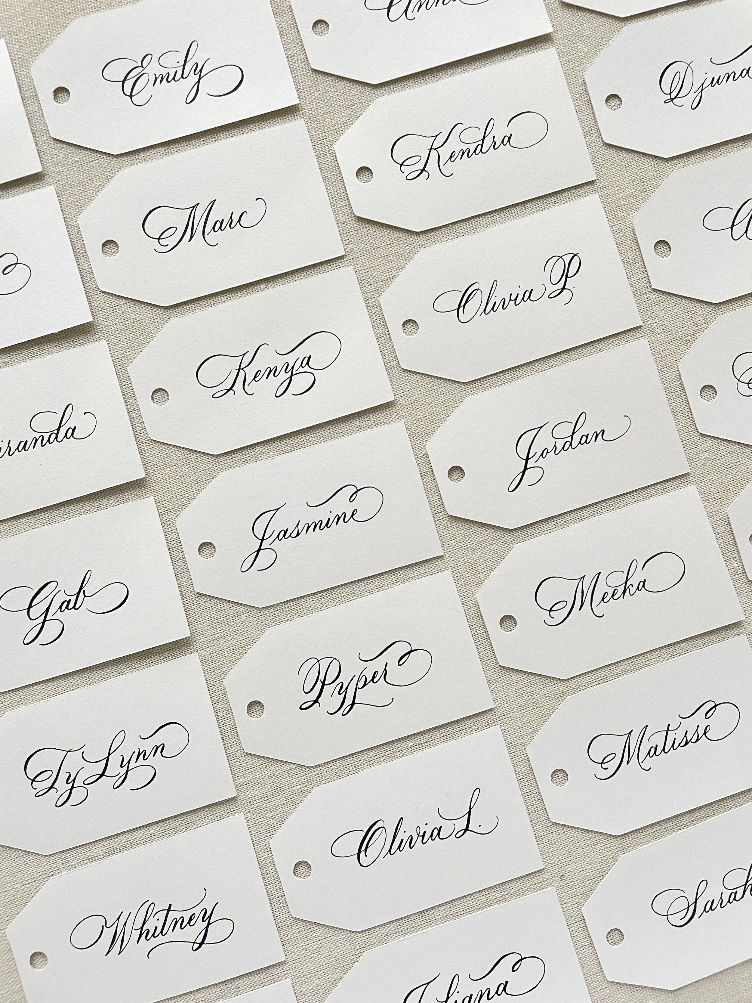 Los Angeles hand written calligraphy place cards