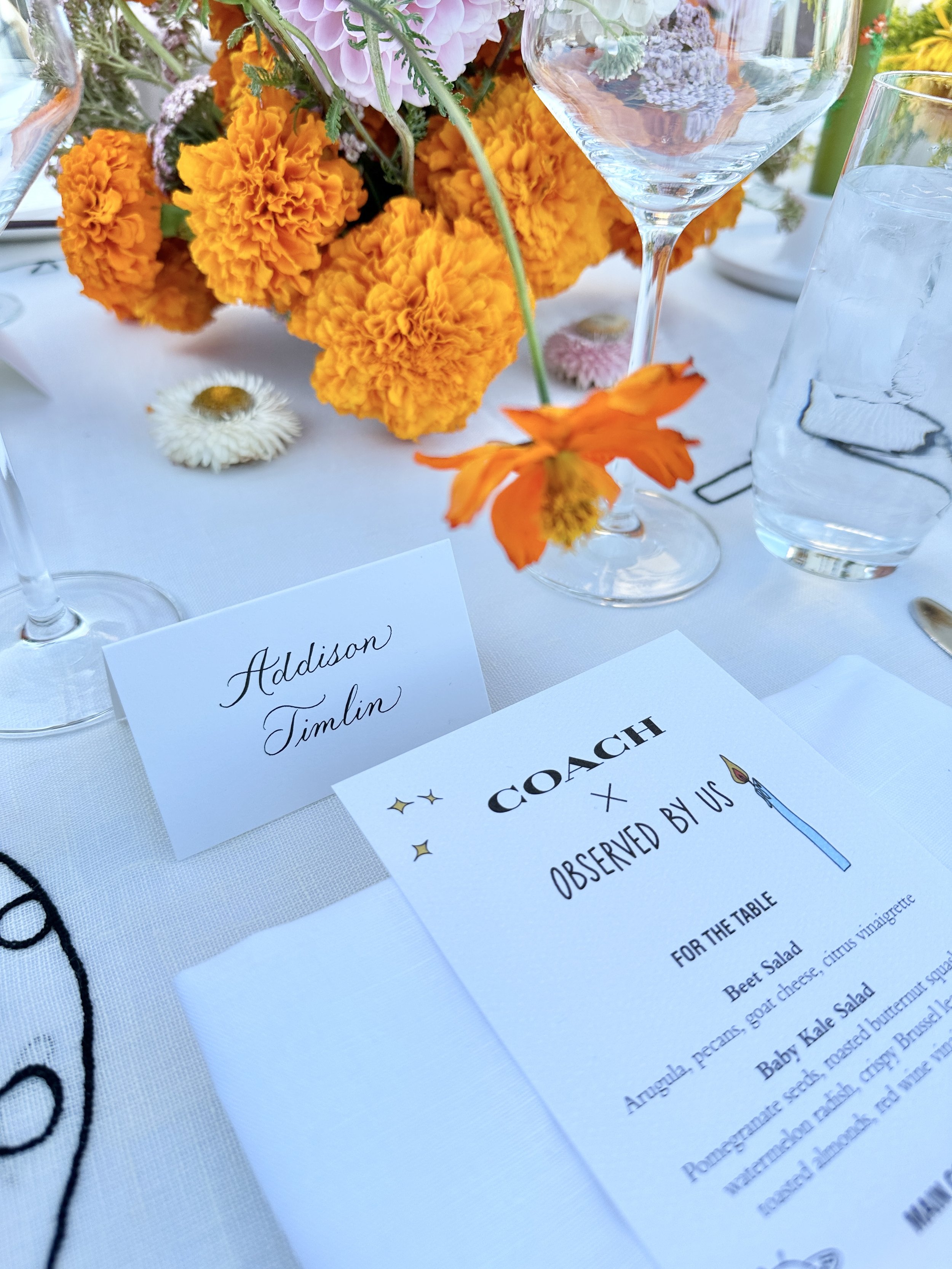 Los Angeles hand written calligraphy place cards