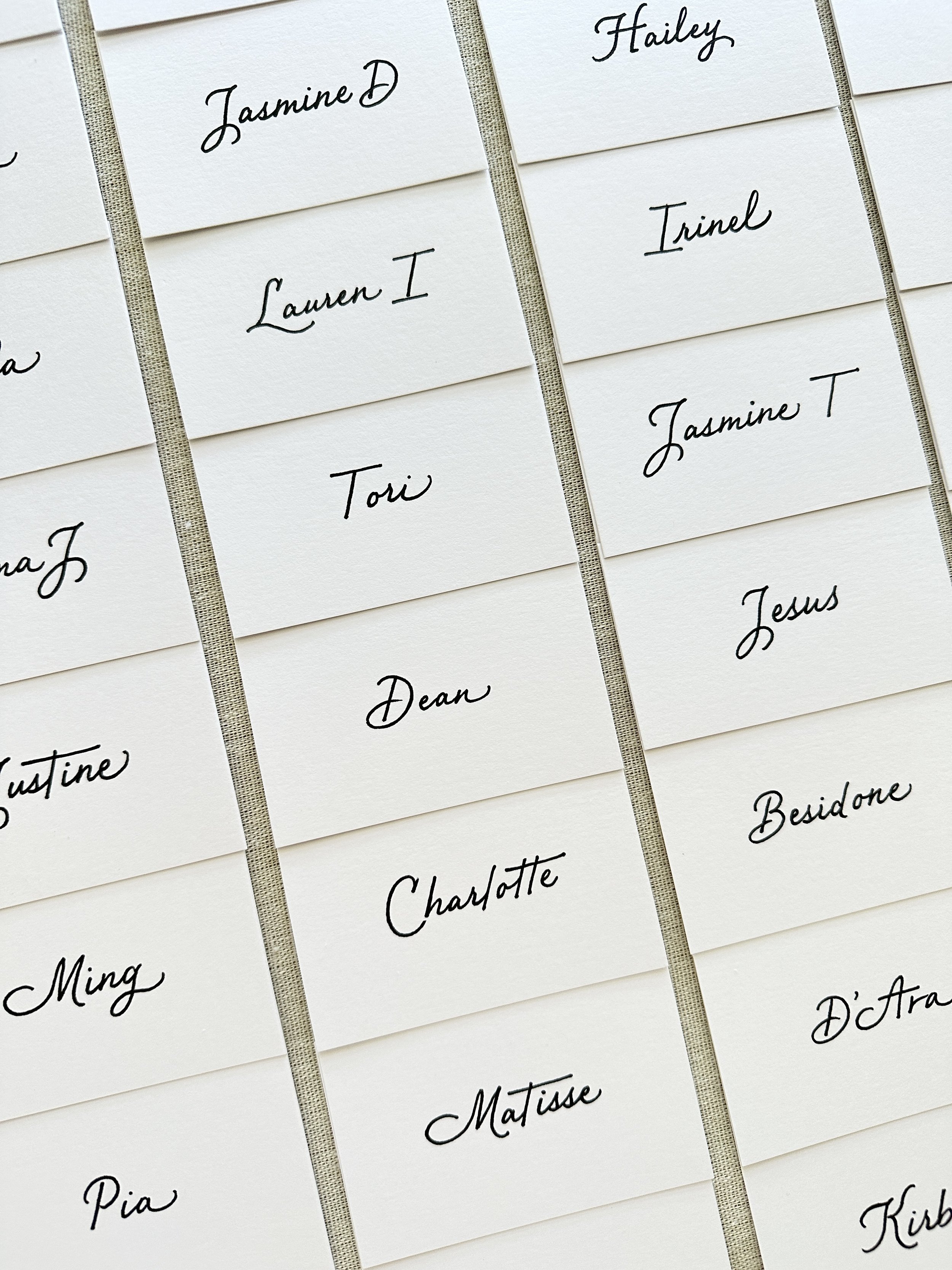 Los Angeles hand written calligraphy place cards