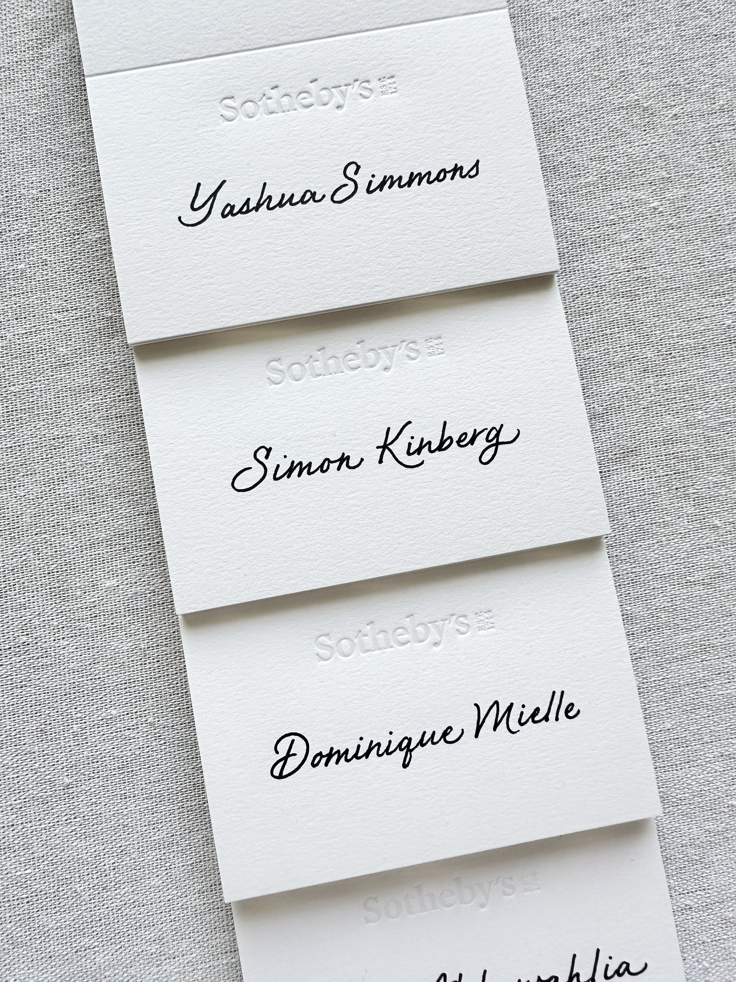 Los Angeles hand written calligraphy place cards