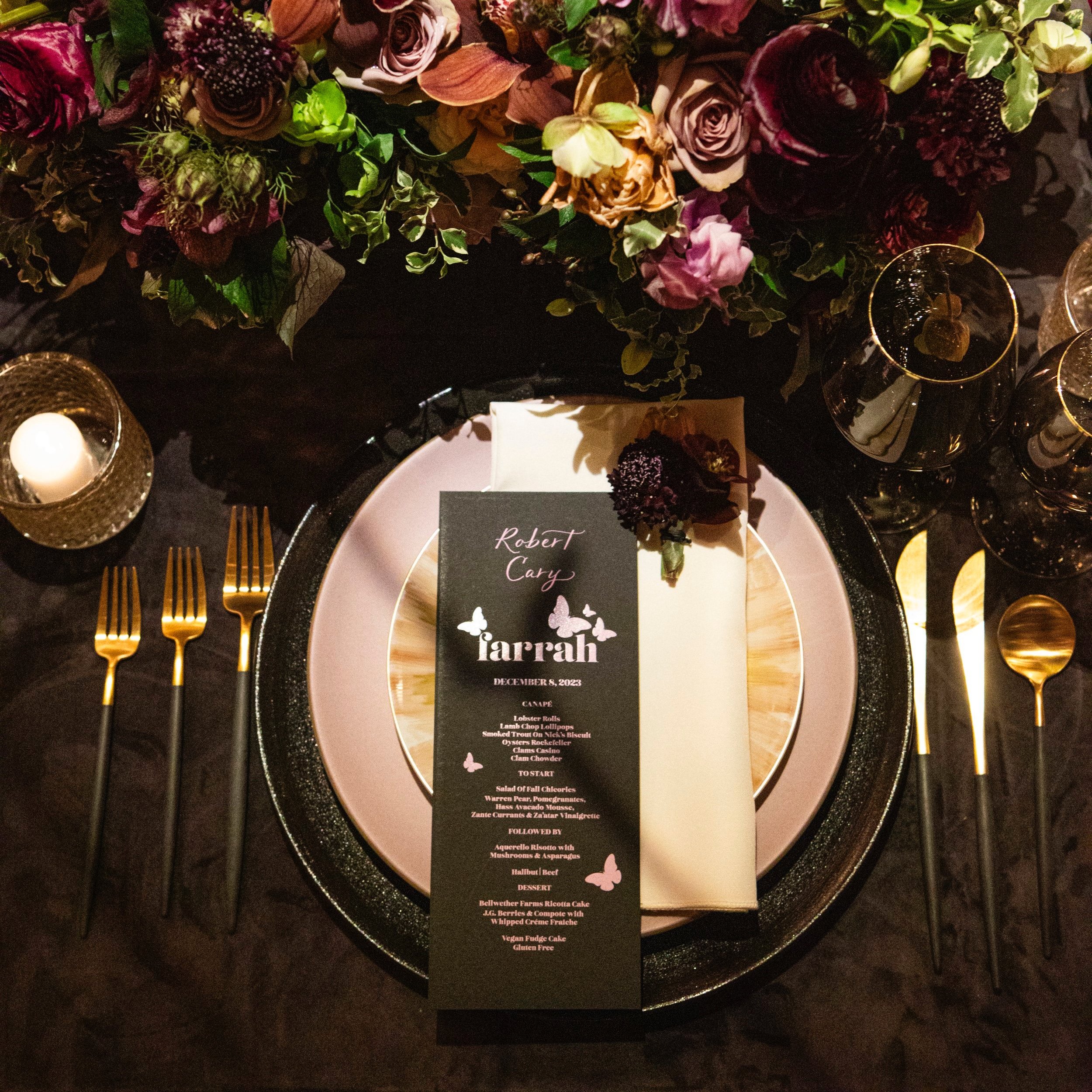 Los Angeles hand written calligraphy place cards