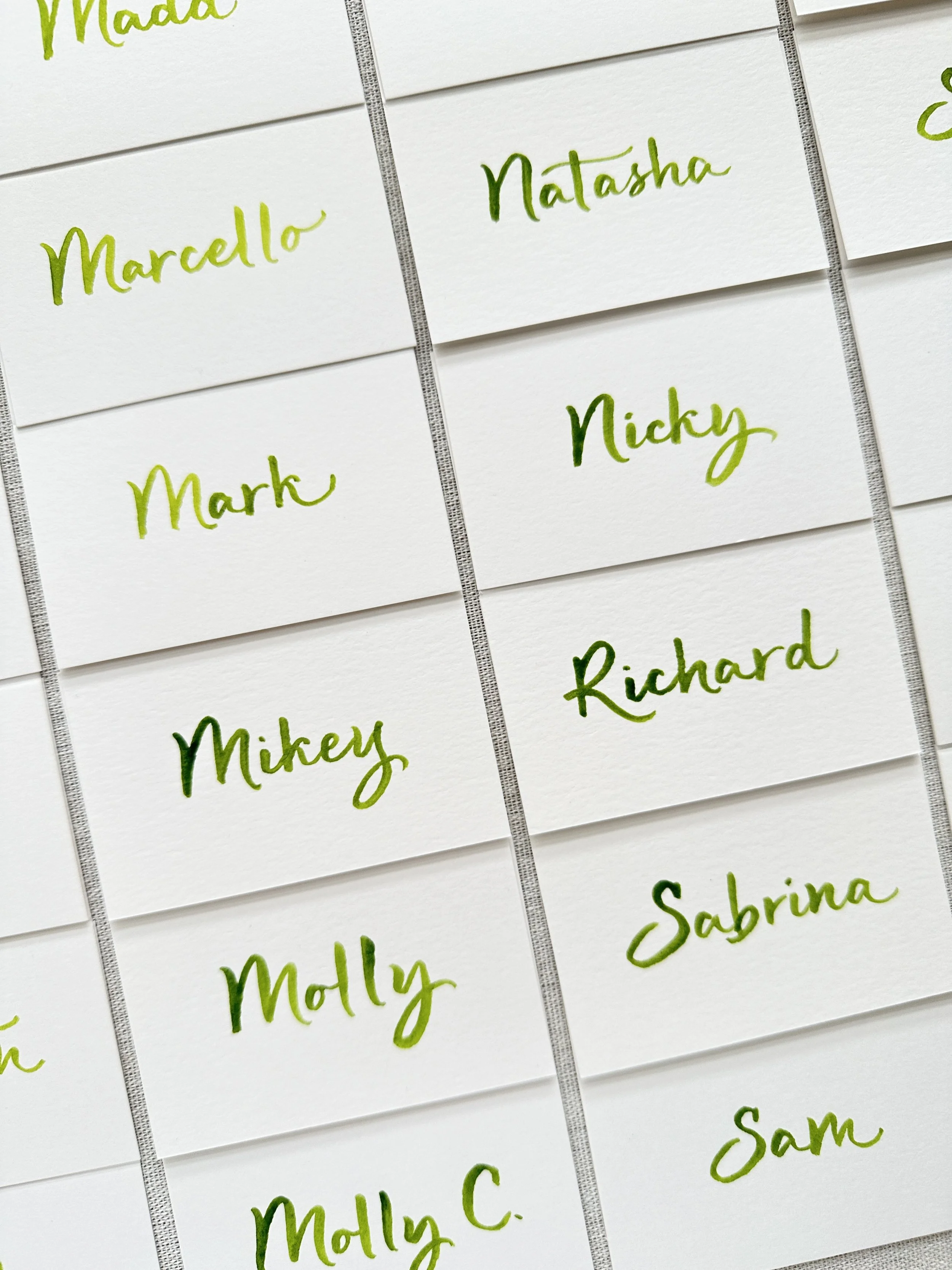 Los Angeles hand written calligraphy place cards
