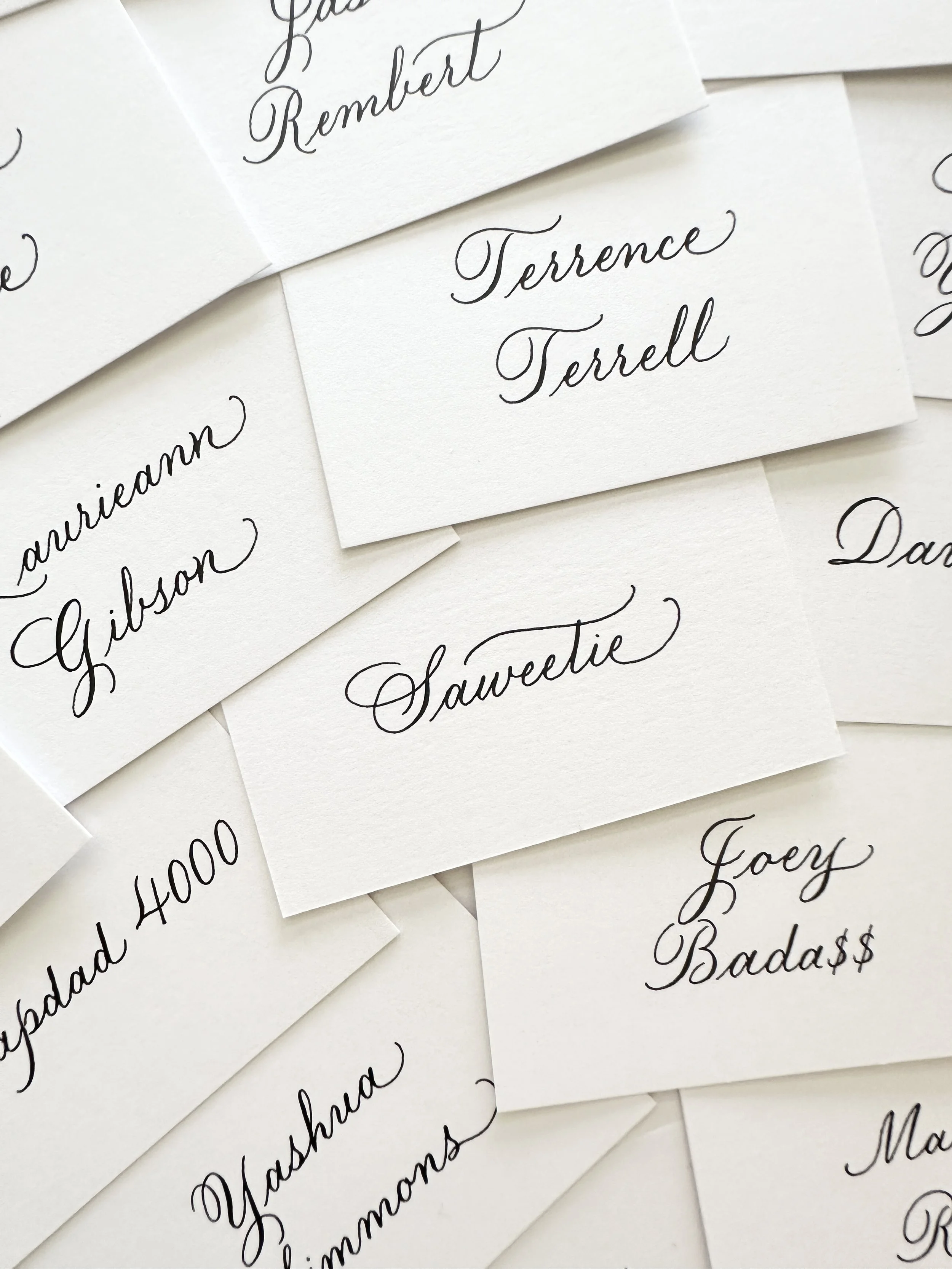 Los Angeles hand written calligraphy place cards