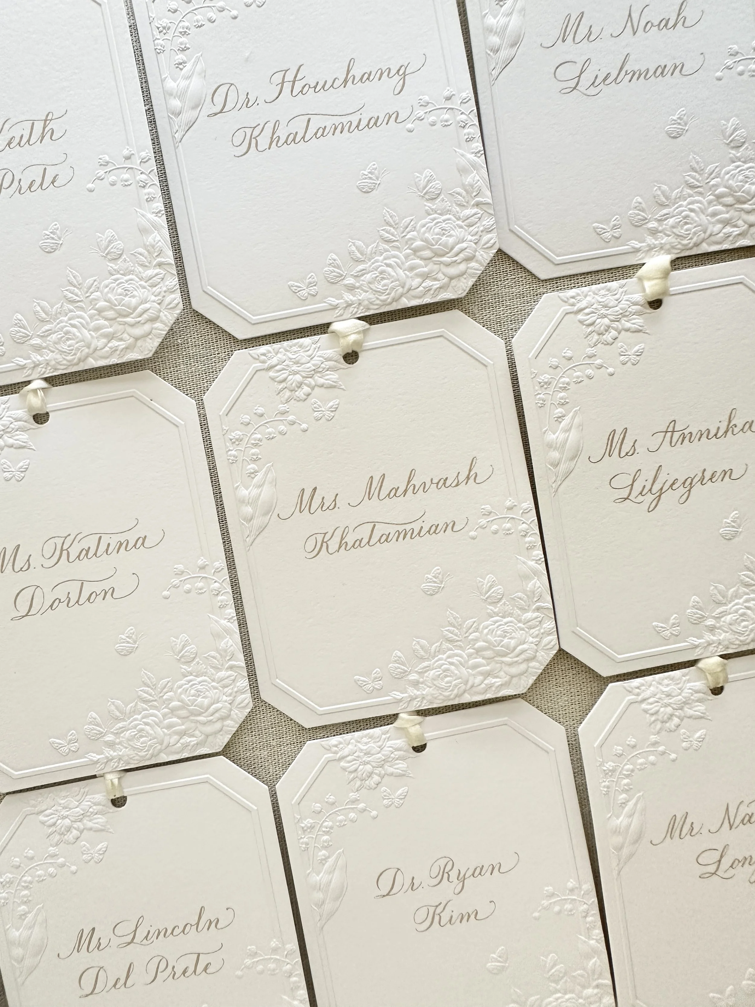 Los Angeles hand written calligraphy place cards