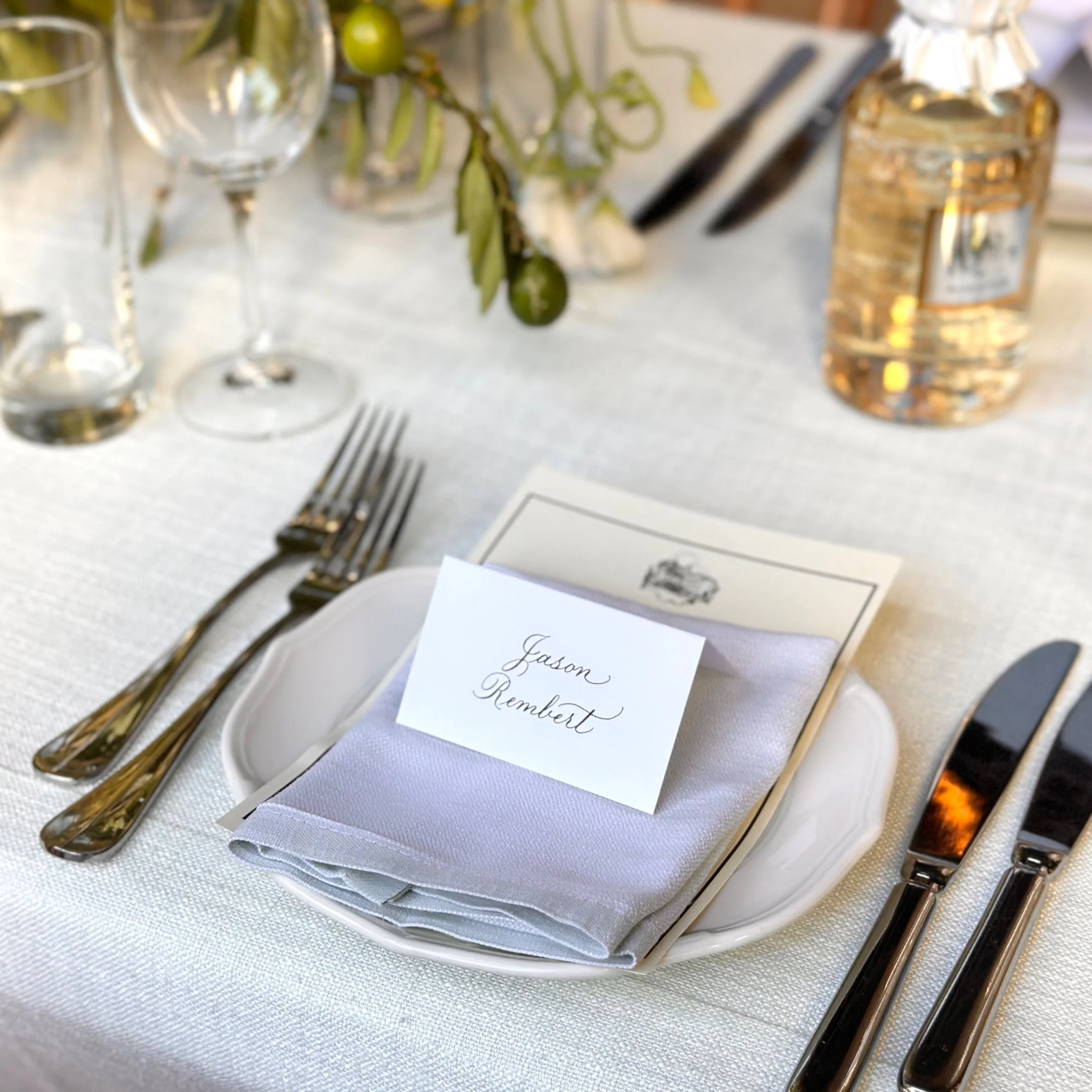Los Angeles hand written calligraphy place cards