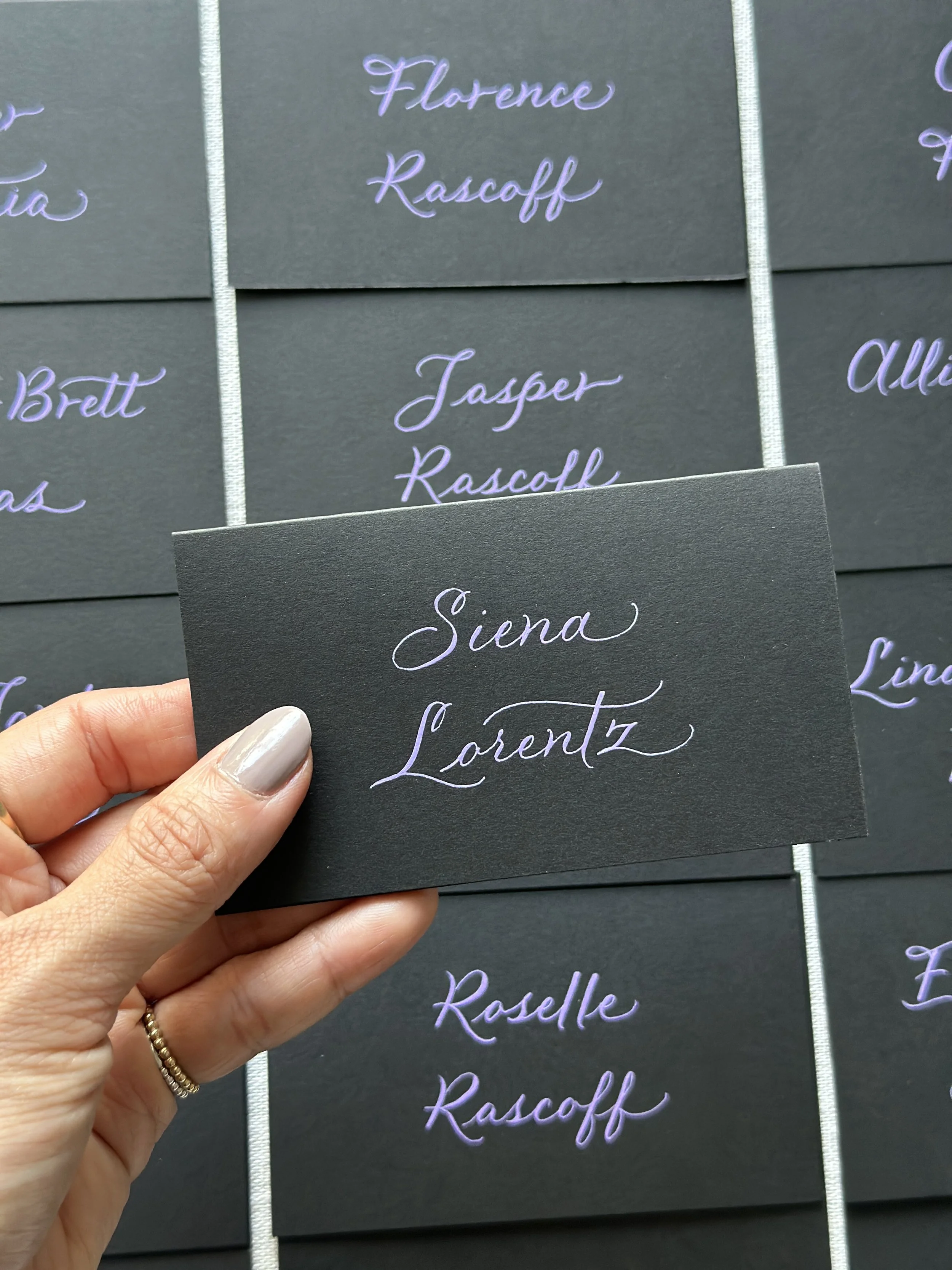 Los Angeles hand written calligraphy place cards