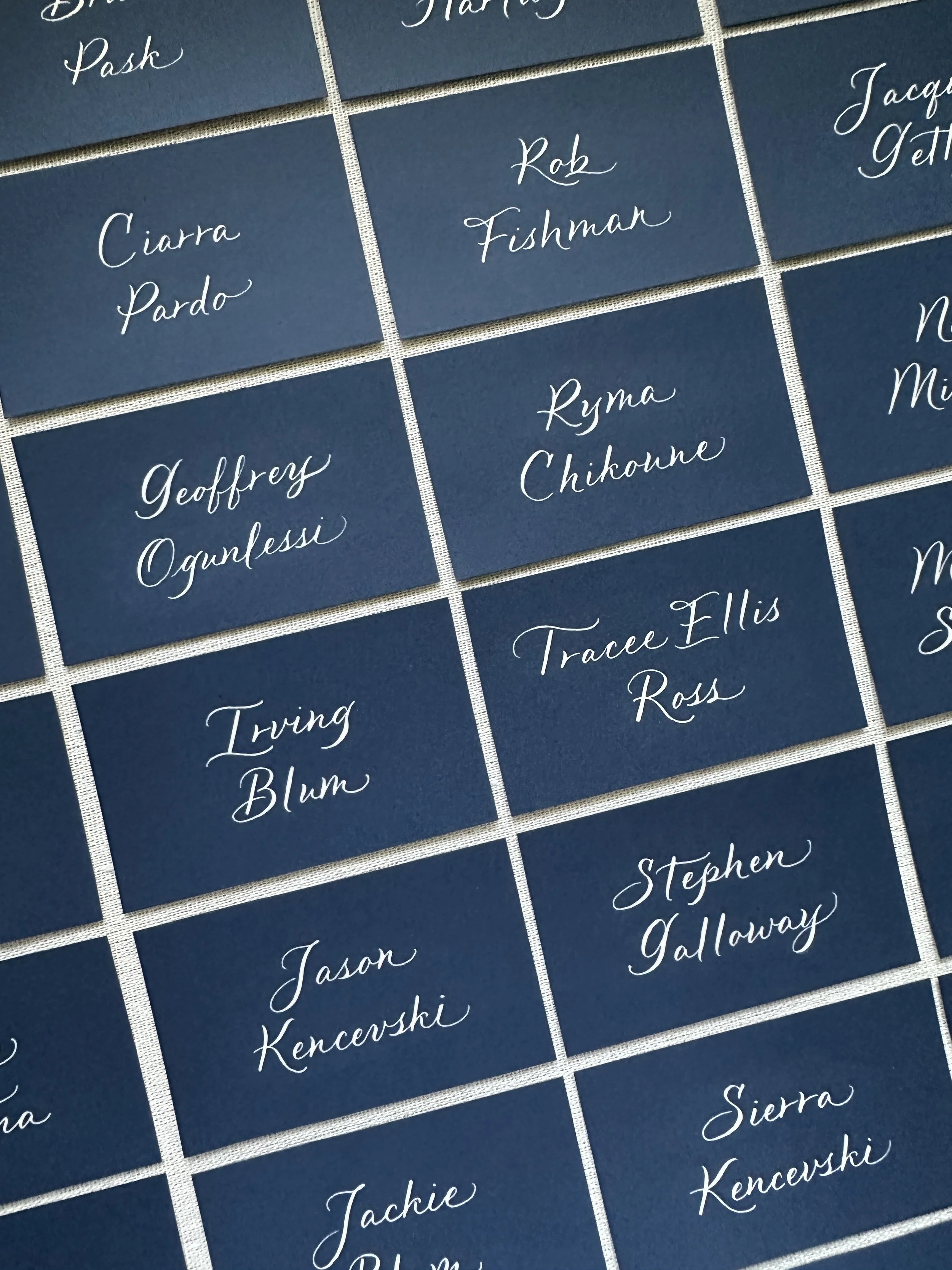 Los Angeles hand written calligraphy place cards