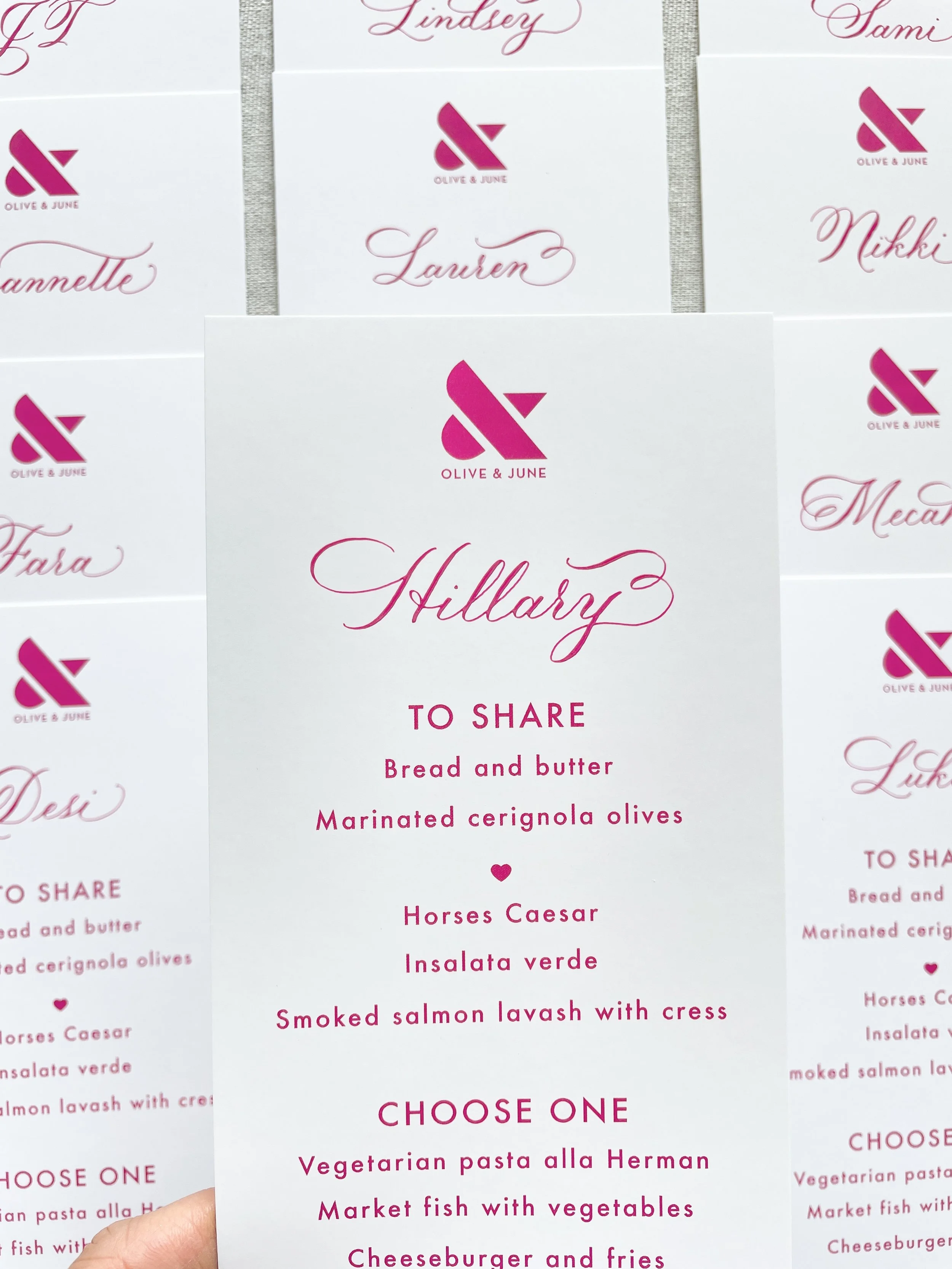 Los Angeles hand written calligraphy place cards