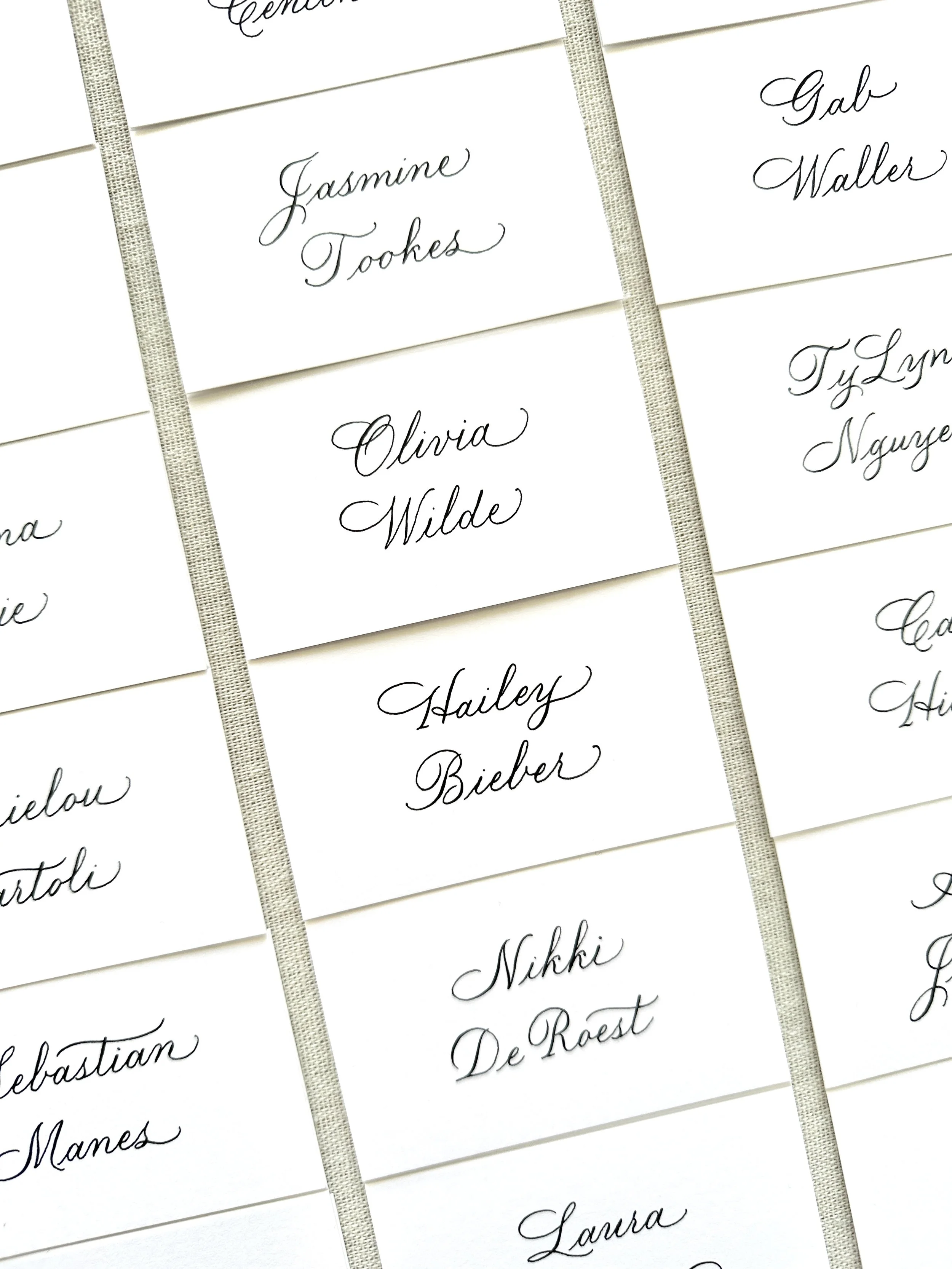 Los Angeles hand written calligraphy place cards