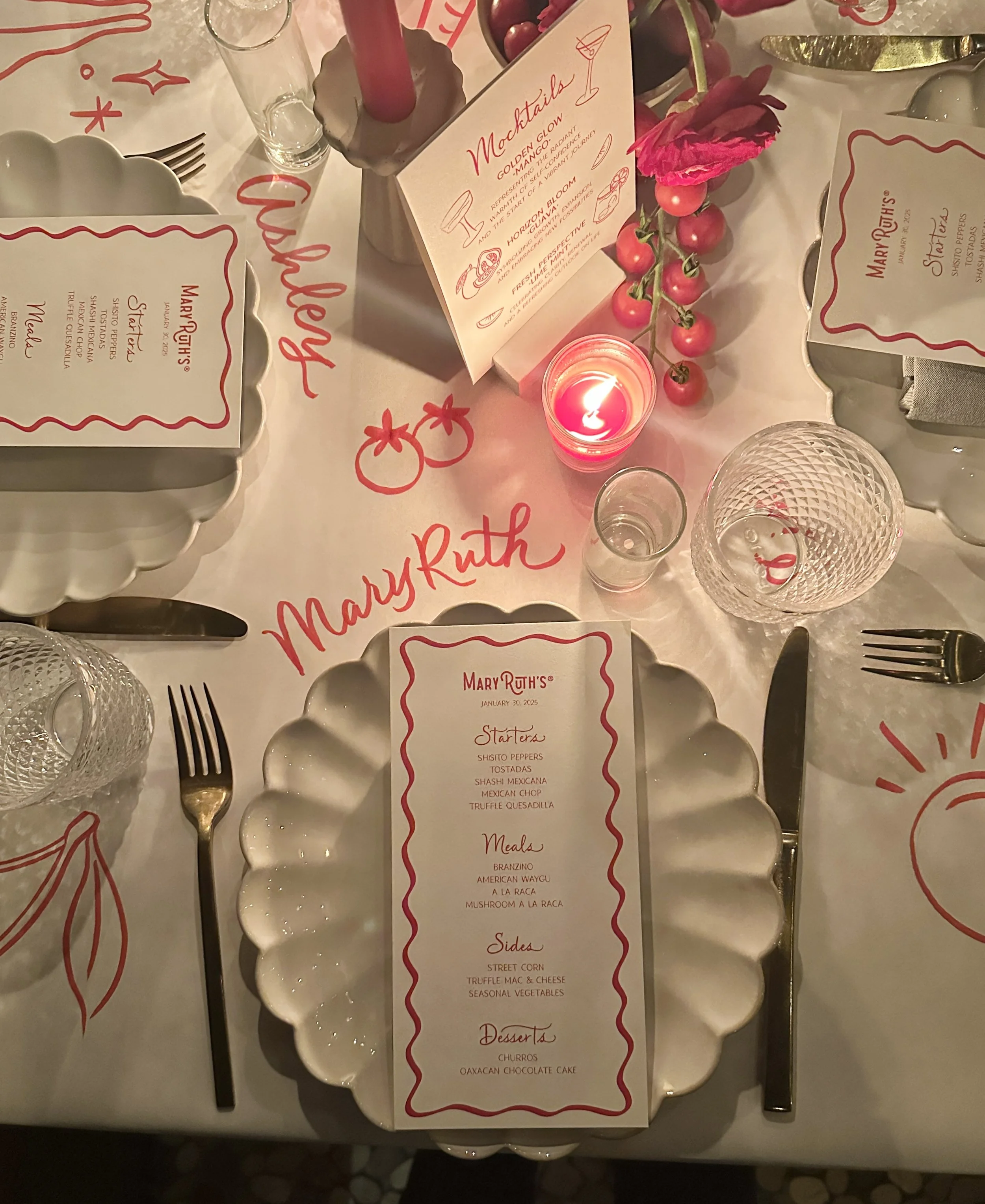 Los Angeles hand written calligraphy place cards
