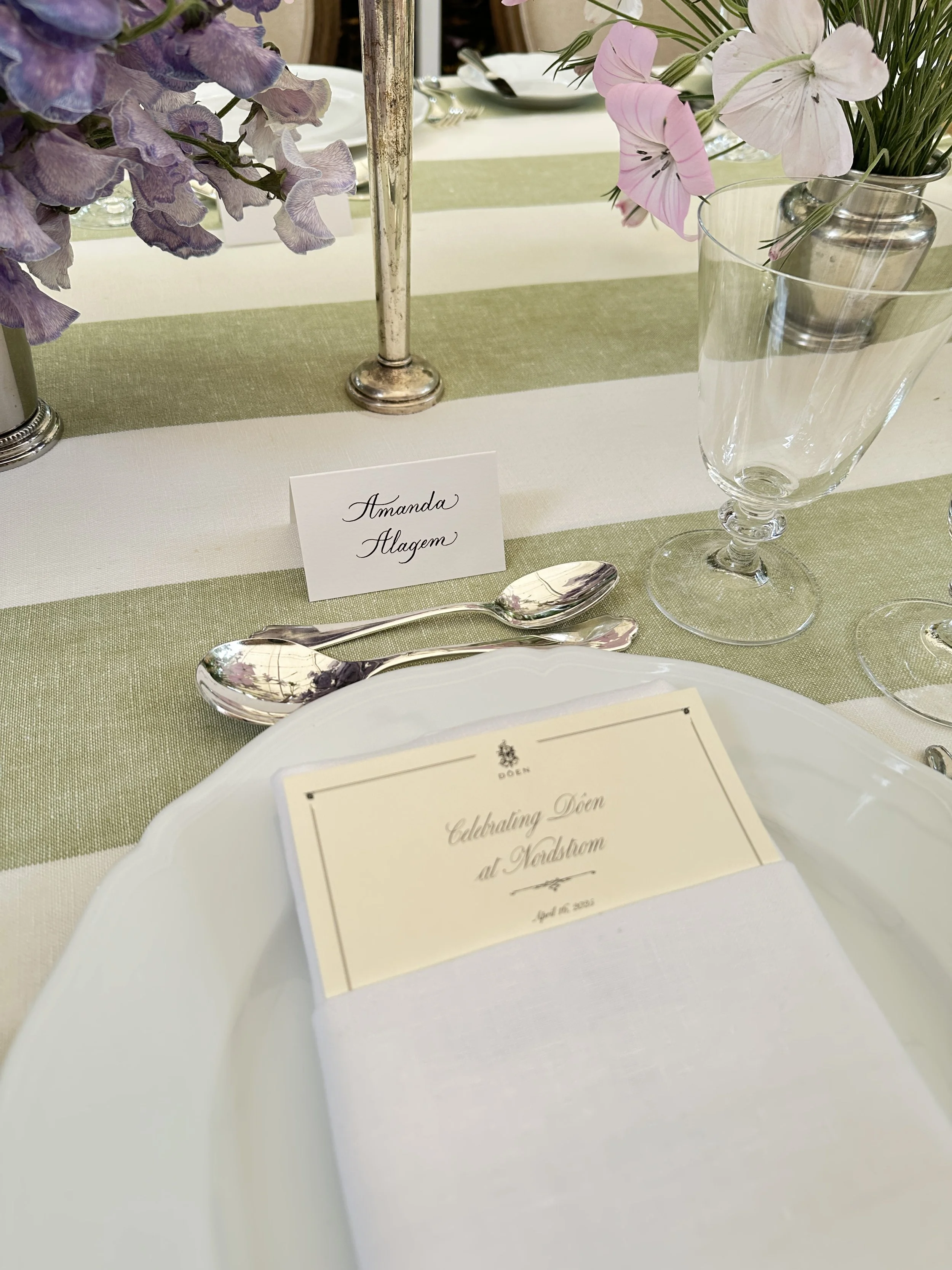 Los Angeles hand written calligraphy place cards