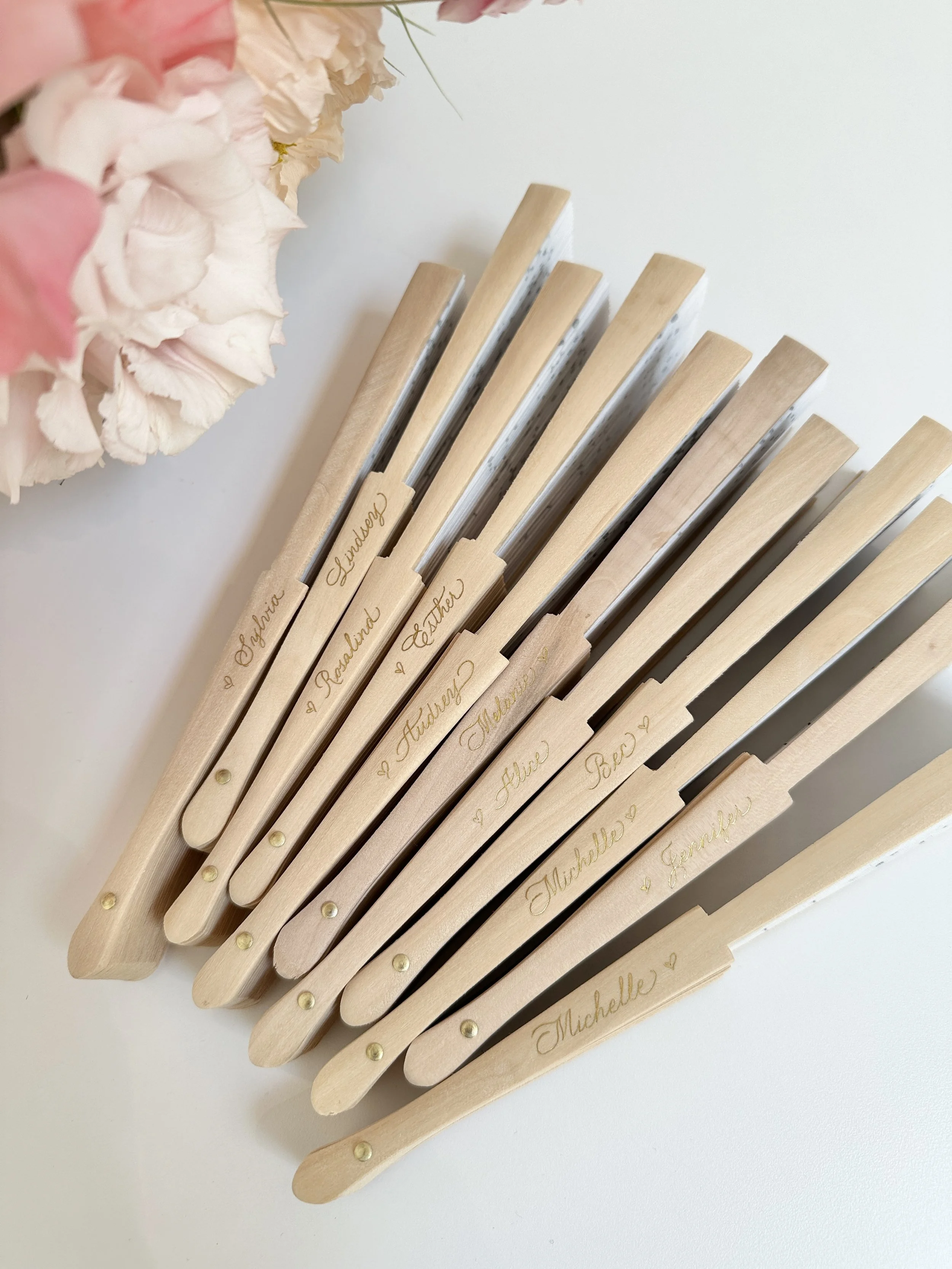  Betty Ling Calligraphy personalized Chloe handheld bamboo fans for a VIP event at their Melrose boutique in Los Angeles.  