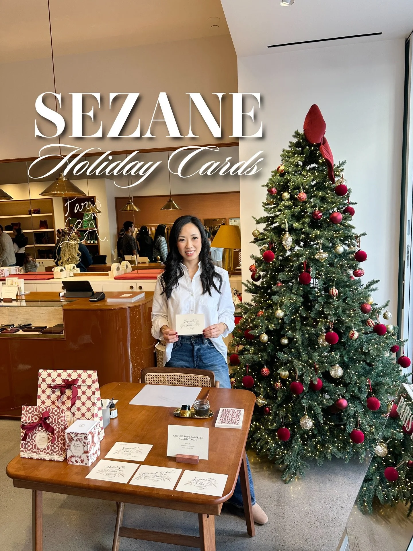 I spent several November weekends with S&eacute;zane at the Brentwood and the Grove pop-up locations, personalizing cards, paper gift pouches, and notebooks for their community. Watching guests light up when they receive a handwritten, customized gif