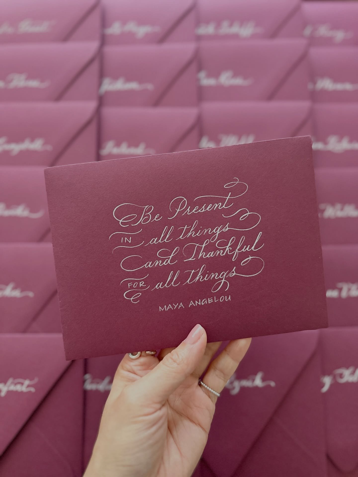 Be present in all things and thankful for all things - Maya Angelou. 

#losangelescalligrapher #pointedpencalligraphy #flourishedcalligraphy #calligraphy #mayaangelou