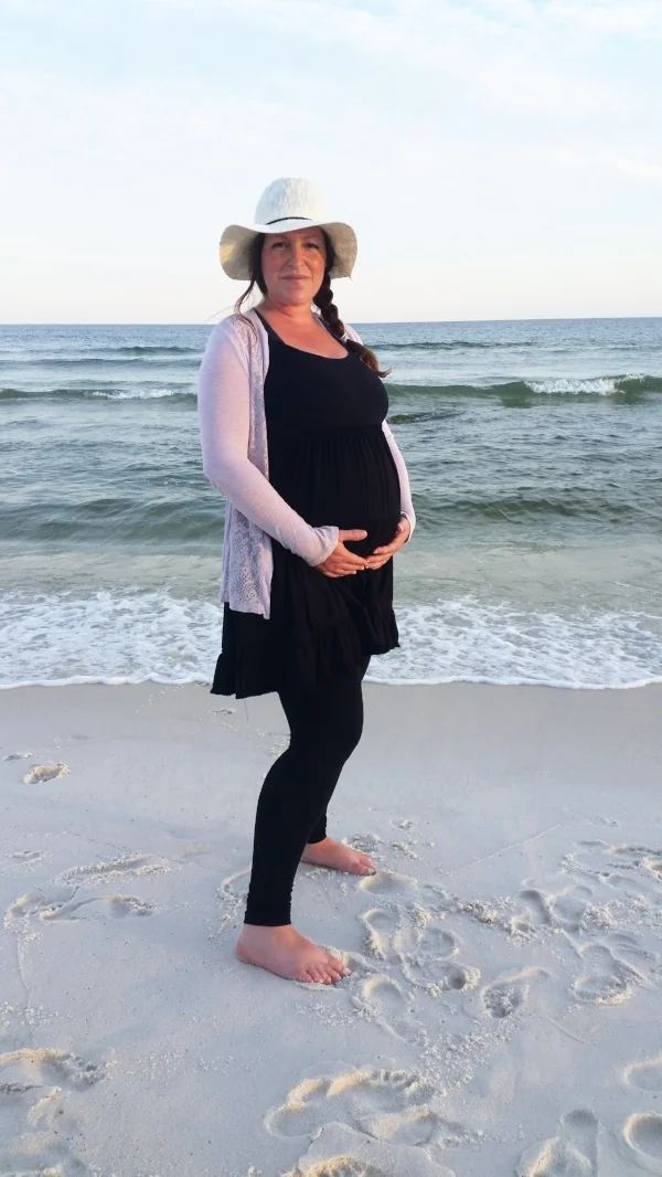 Jenny 8 months pregnant with Shiloh Rose ~ Ft. Pickens Beach, June 2016
