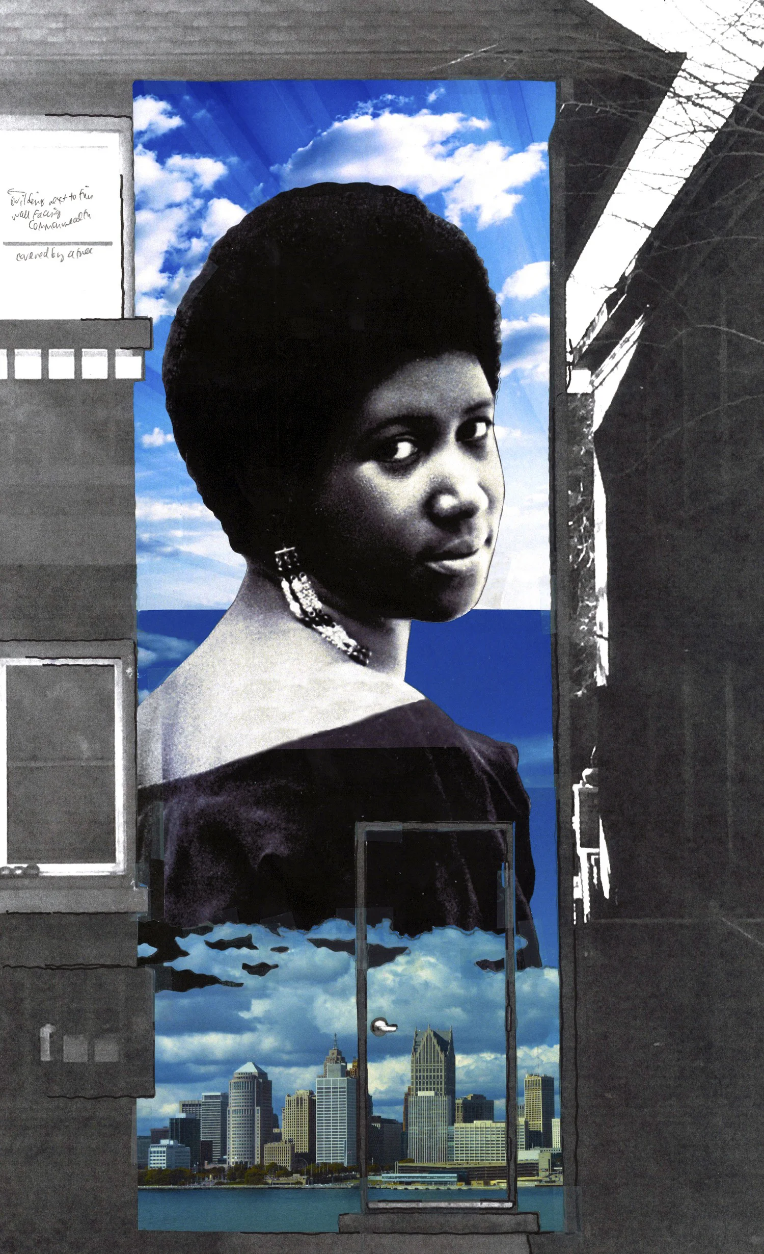 Aretha with Detroit Skyline