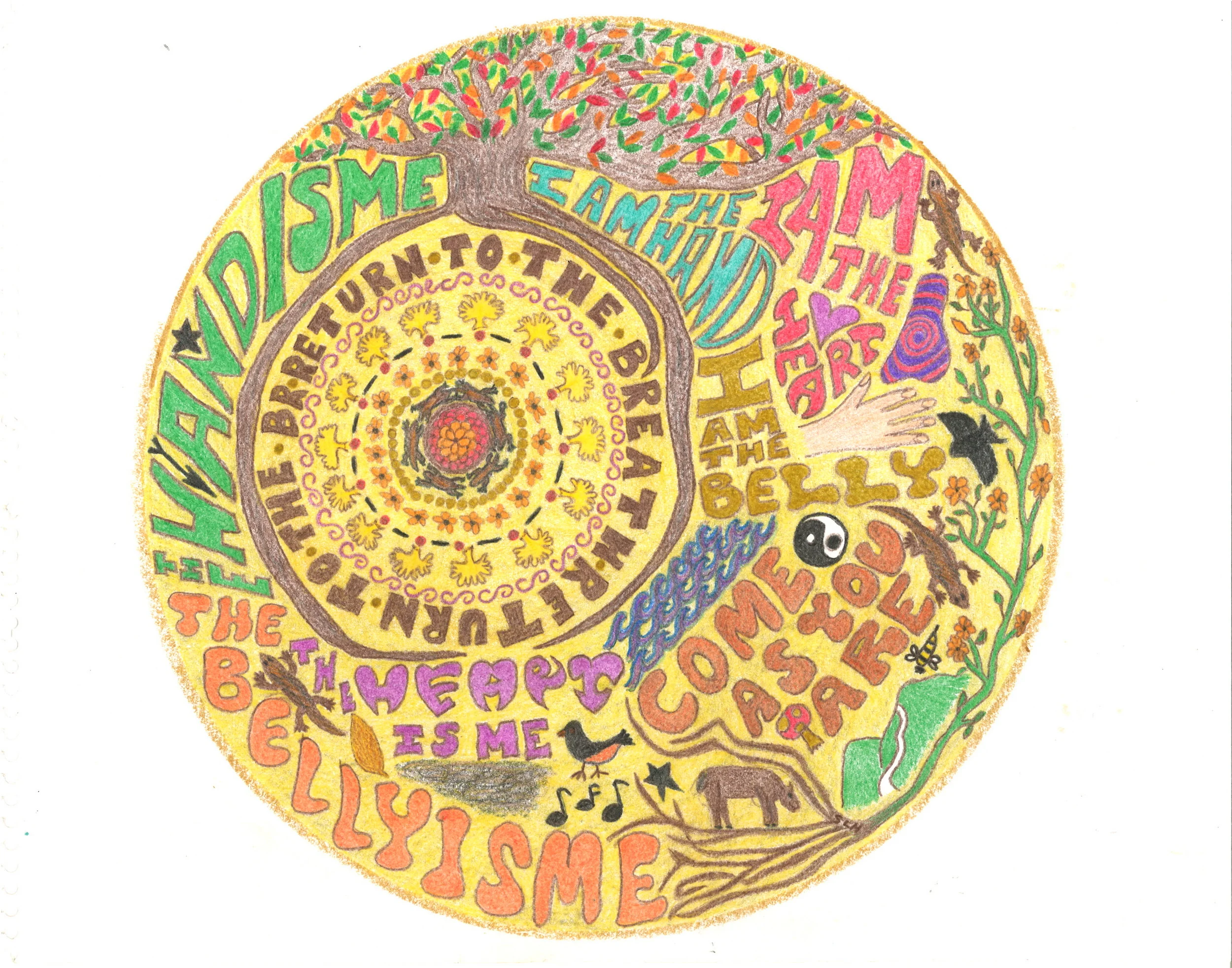 Mandala drawing by Sherry Hamby, Power of Presence Women's Retreat, September 2015