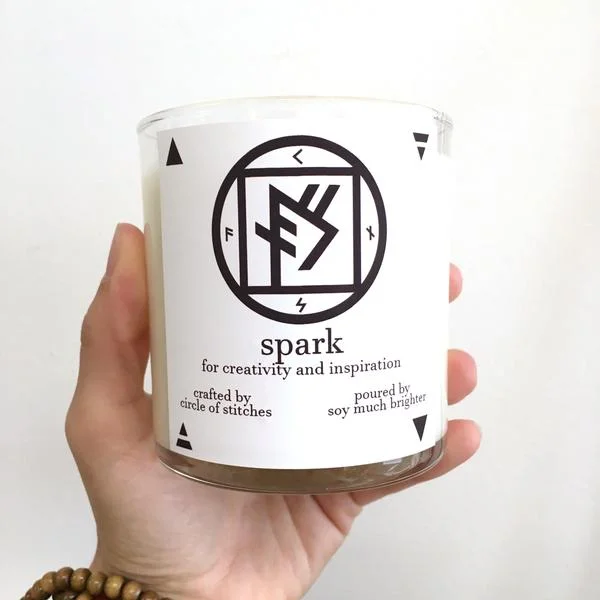 Our exclusive spell candles - Spark for creativity , Crown for sovereignty , or Circle for protection
