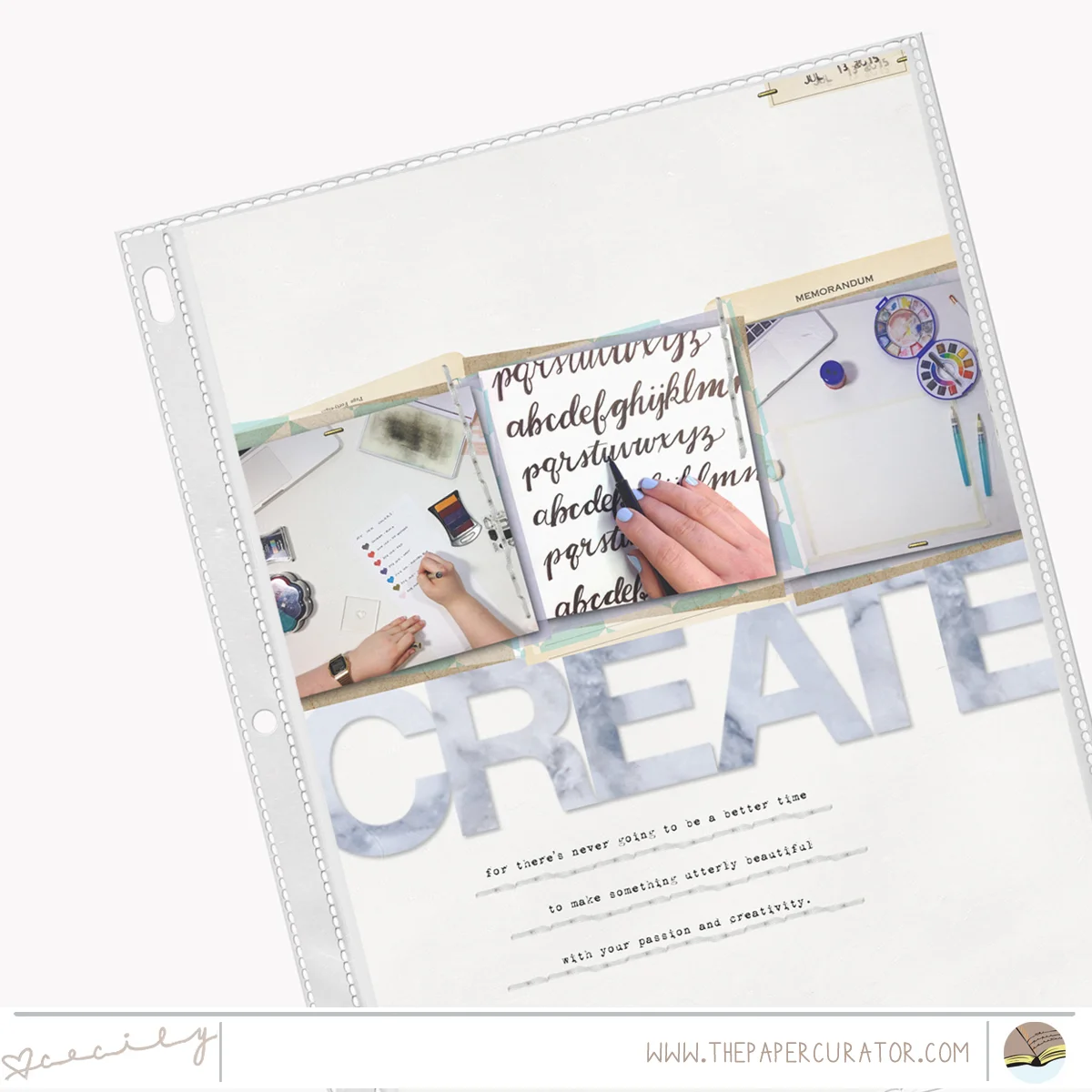 SUNDAY SKETCH SERIES NO. 33 WITH 'CREATE' SCRAPBOOK LAYOUT | THE PAPER CURATOR