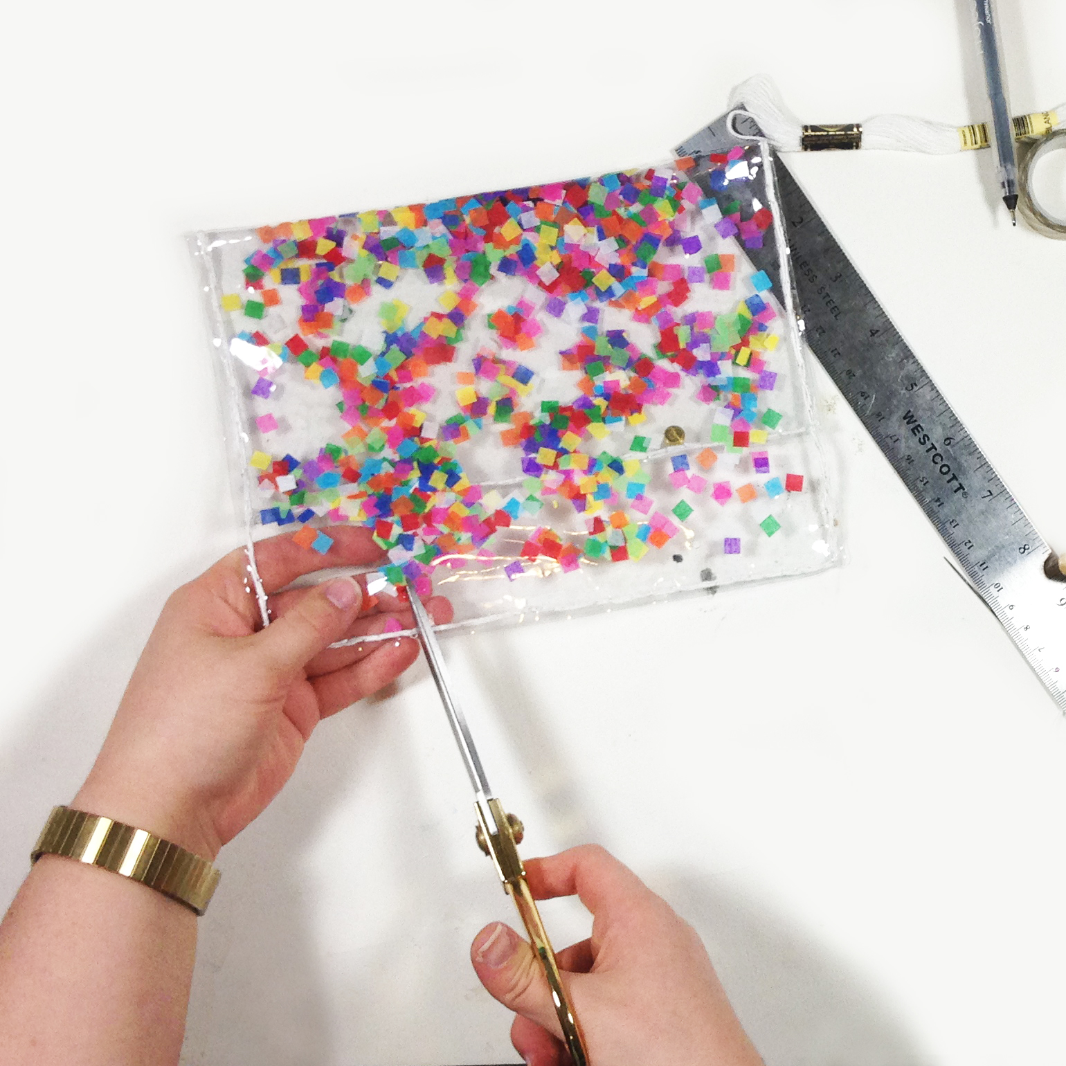 DIY CONFETTI PENCIL CASE — The Paper Curator