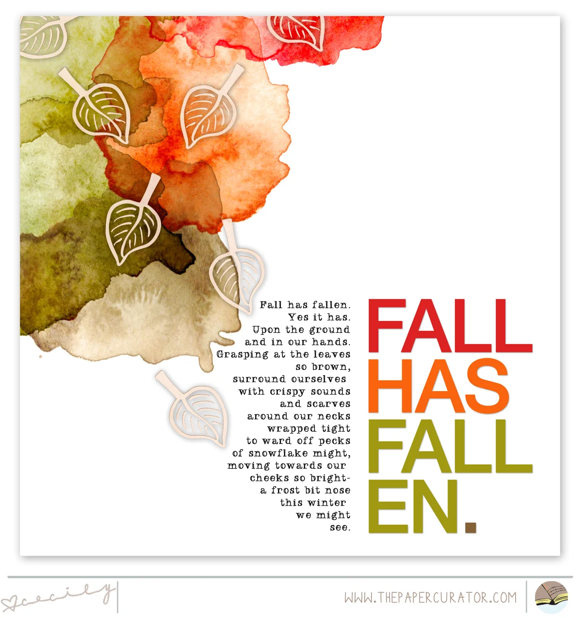 HOW TO | CREATE A TYPE CENTERED SCRAPBOOK LAYOUT WITH 'FALL HAS FALLEN' | THE PAPER CURATOR