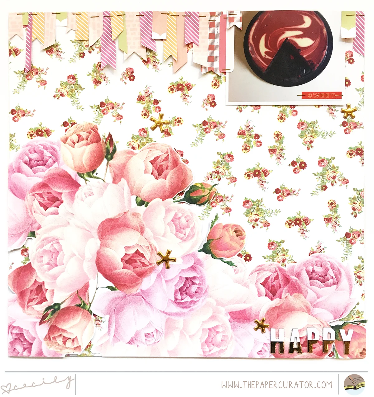 SUNDAY SKETCH SERIES NO. 50 WITH 'HAPPY' SCRAPBOOK LAYOUT | THE PAPER CURATOR