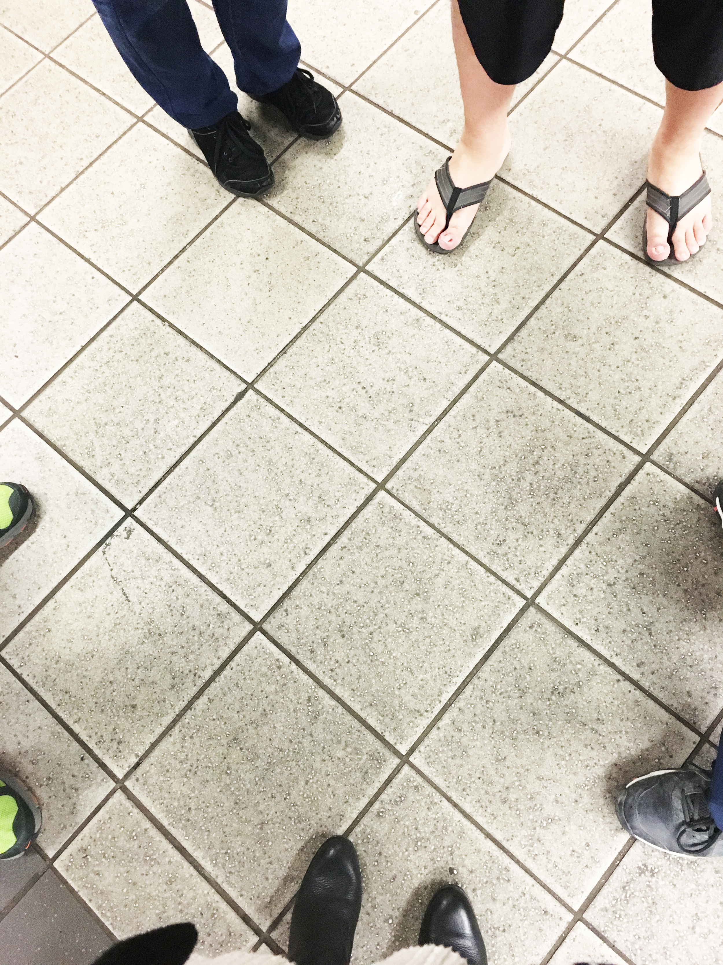 group train ride home means chatty circles of laughter in the subway