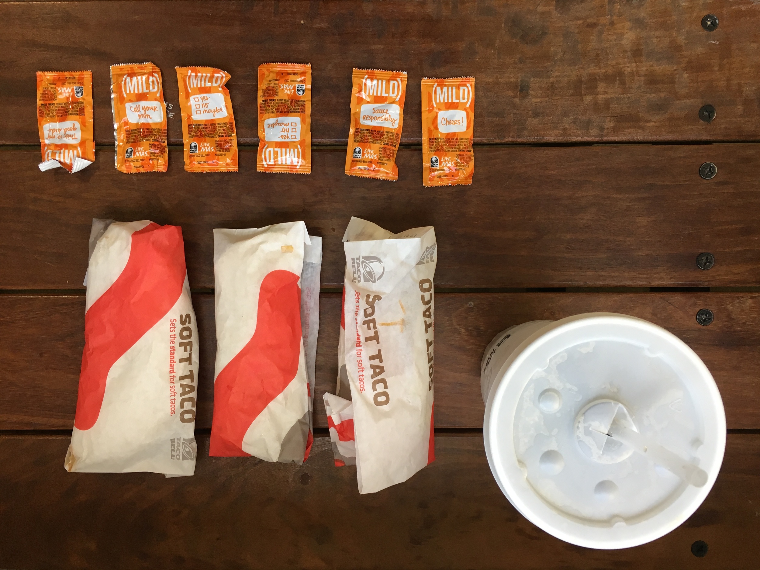 I walked out of work for my dinner break and couldn't think of what I wanted. For some strange reason I just wandered to Taco Bell and so tacos for dinner it is