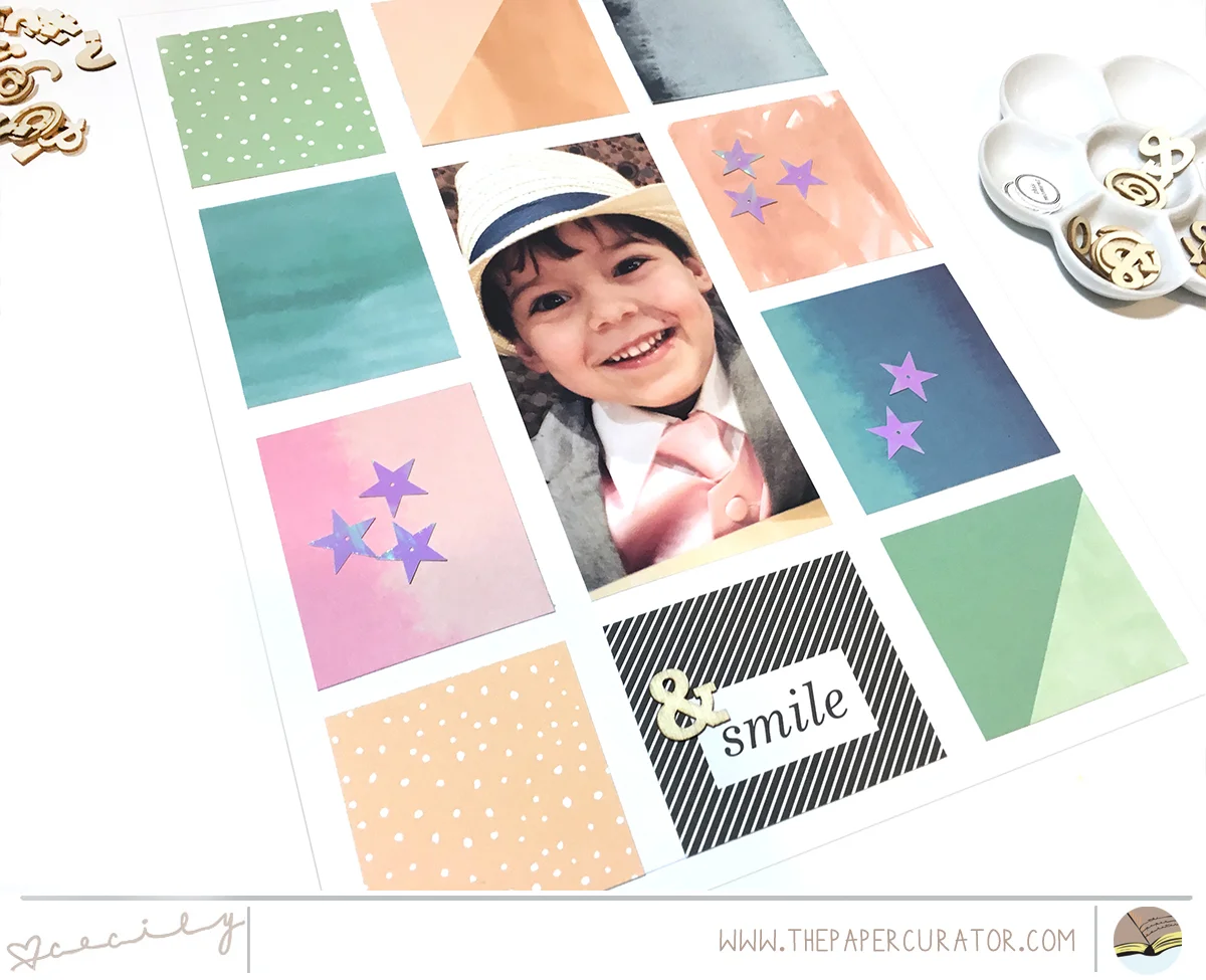 'Smile' Scrapbook Layout using ABM Messy Boxes | The Paper Curator